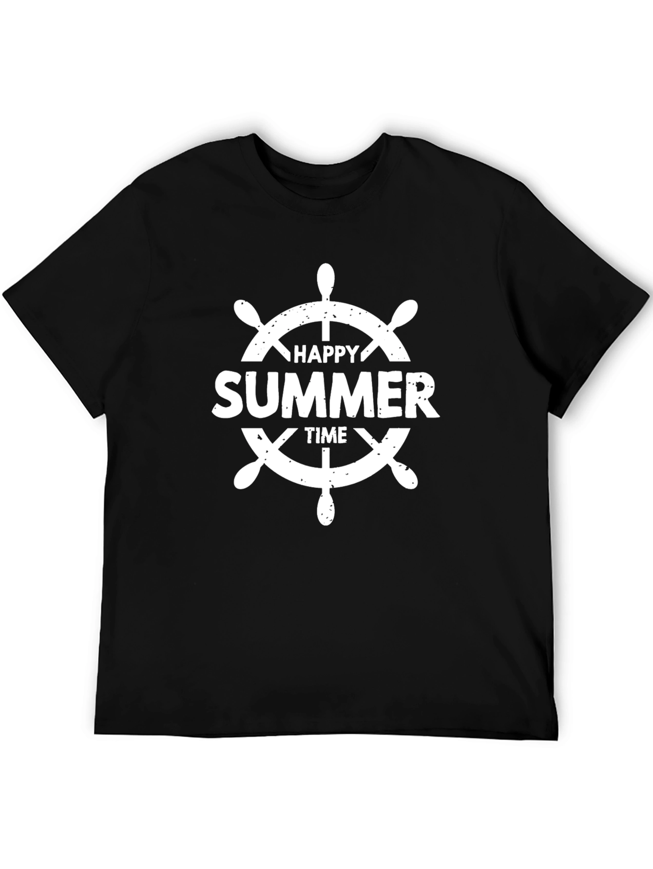Happy Summer Time T-Shirt - Black Casual Tee