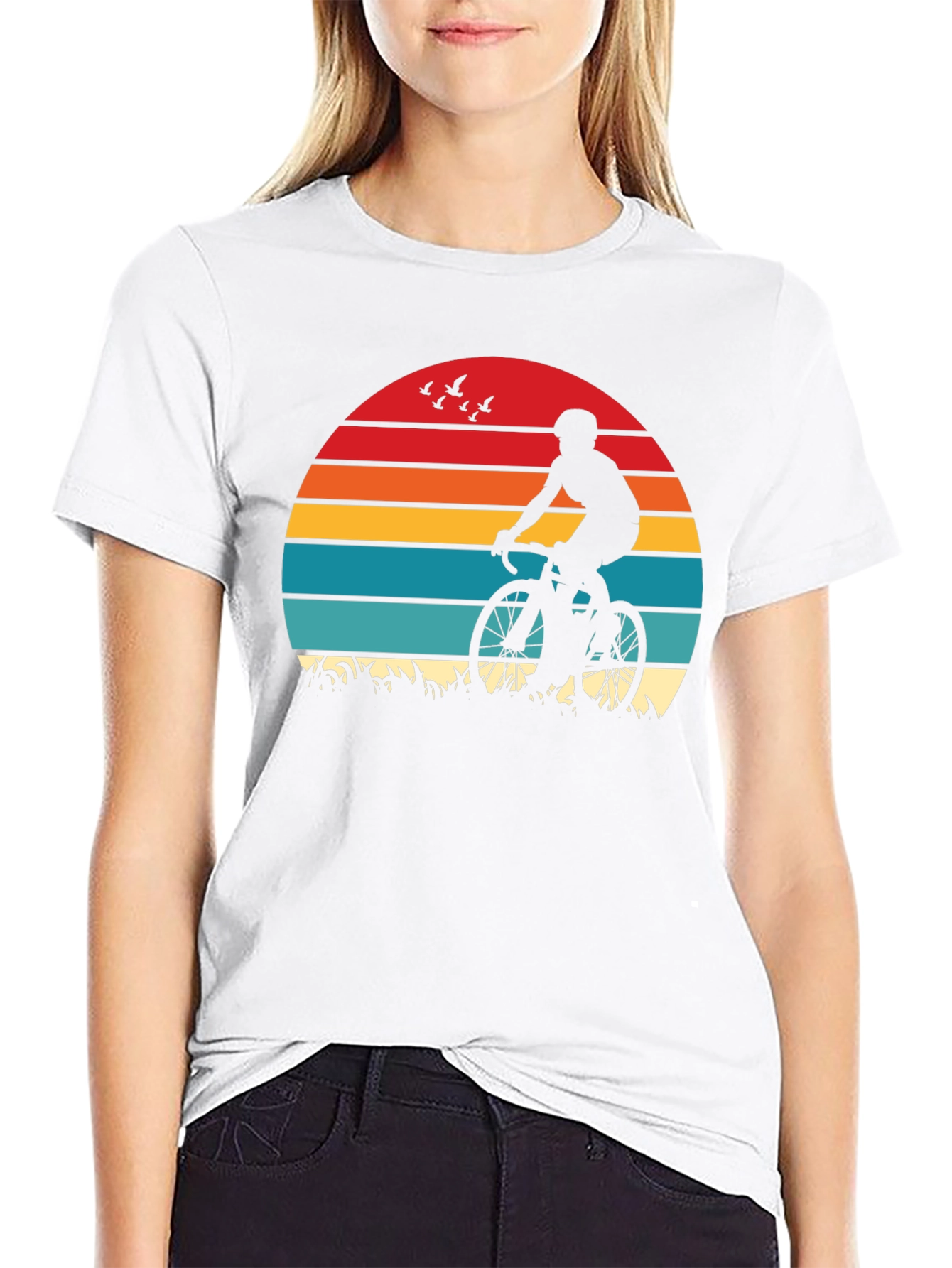 Cyclist Sunset Graphic T-Shirt