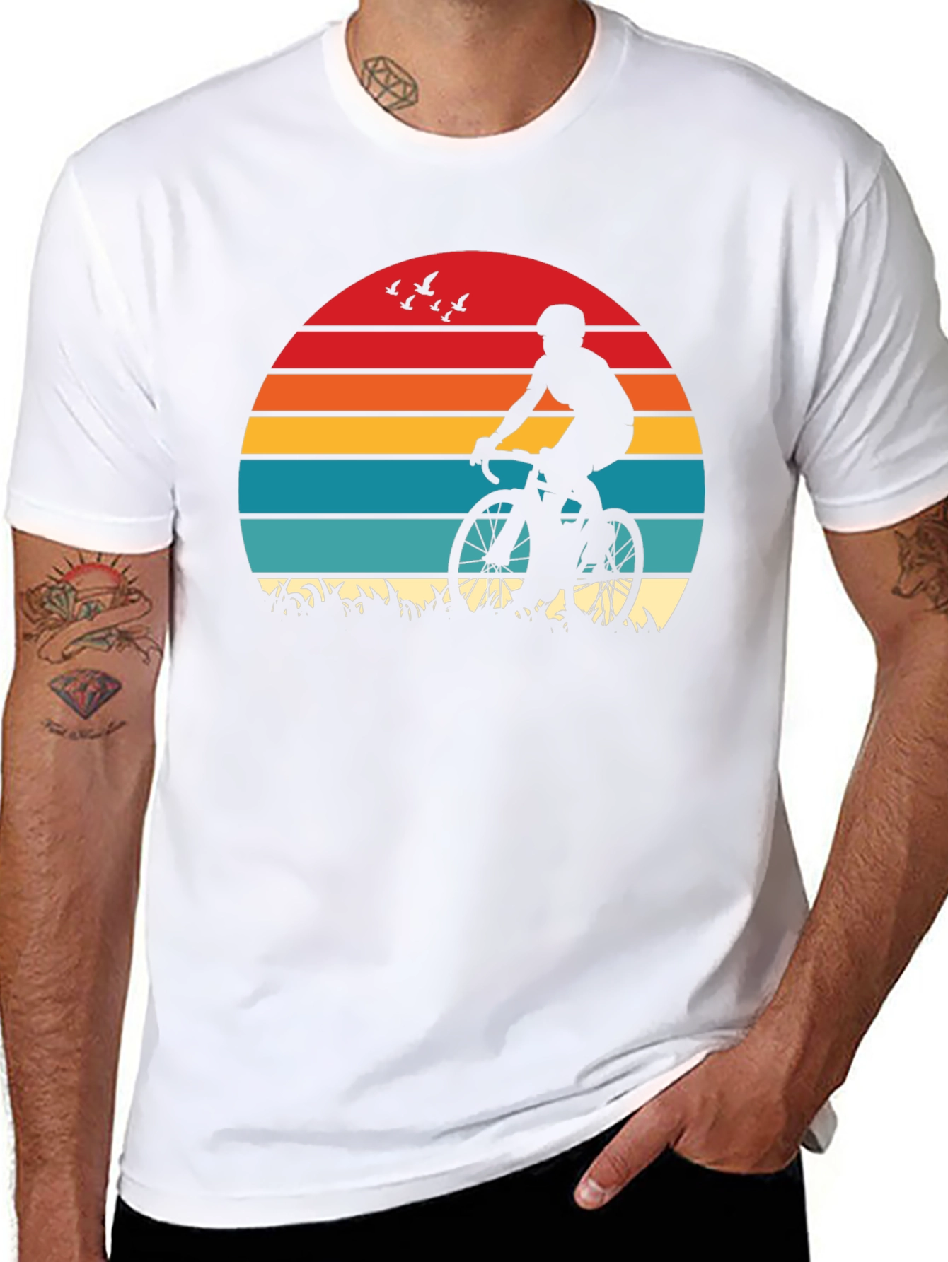 Cyclist Sunset Graphic T-Shirt