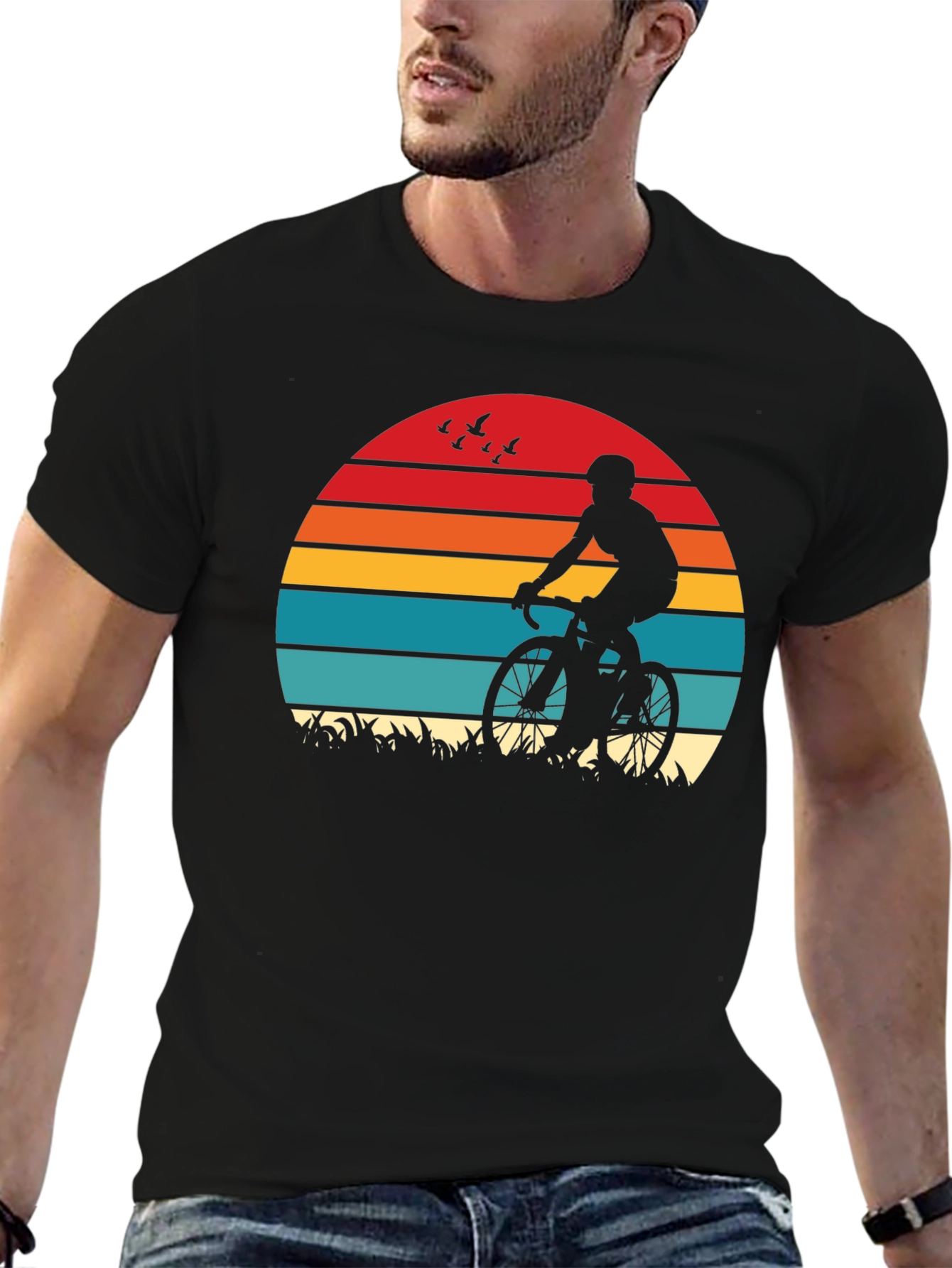 Cyclist Sunset Graphic T-Shirt