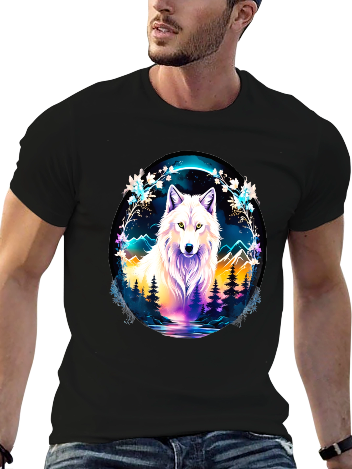 Wolf in Wilderness Graphic T-Shirt