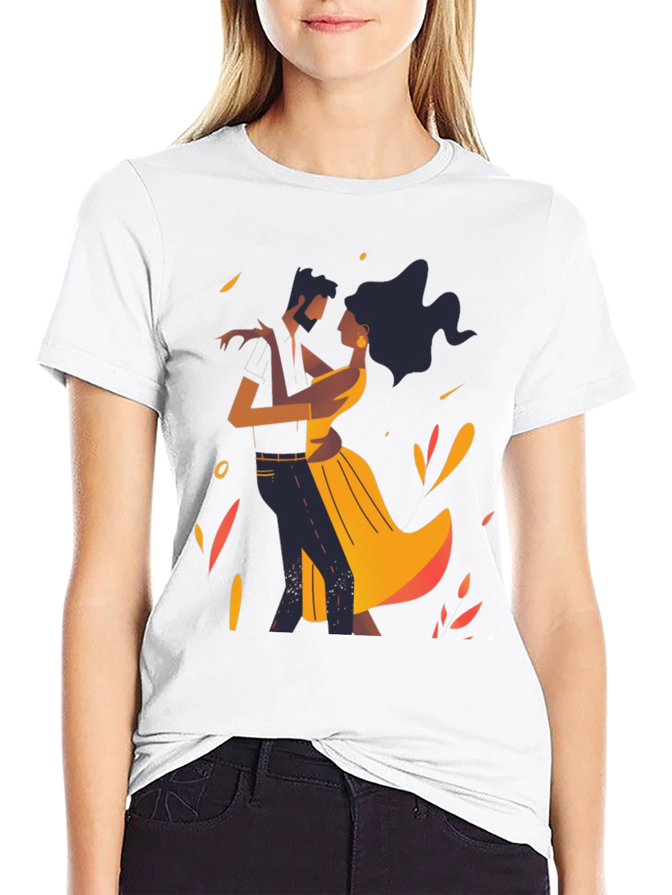 Dancing Romance Graphic Tee - Stylish Black Shirt