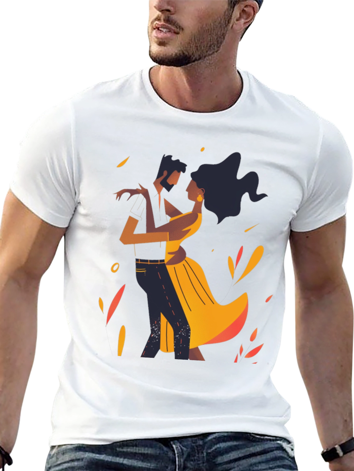 Dancing Romance Graphic Tee - Stylish Black Shirt
