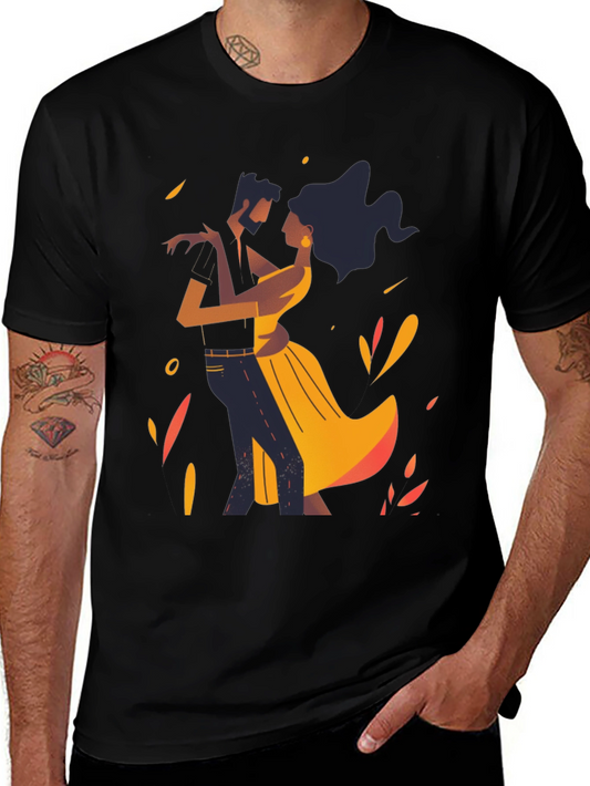Dancing Romance Graphic Tee - Stylish Black Shirt