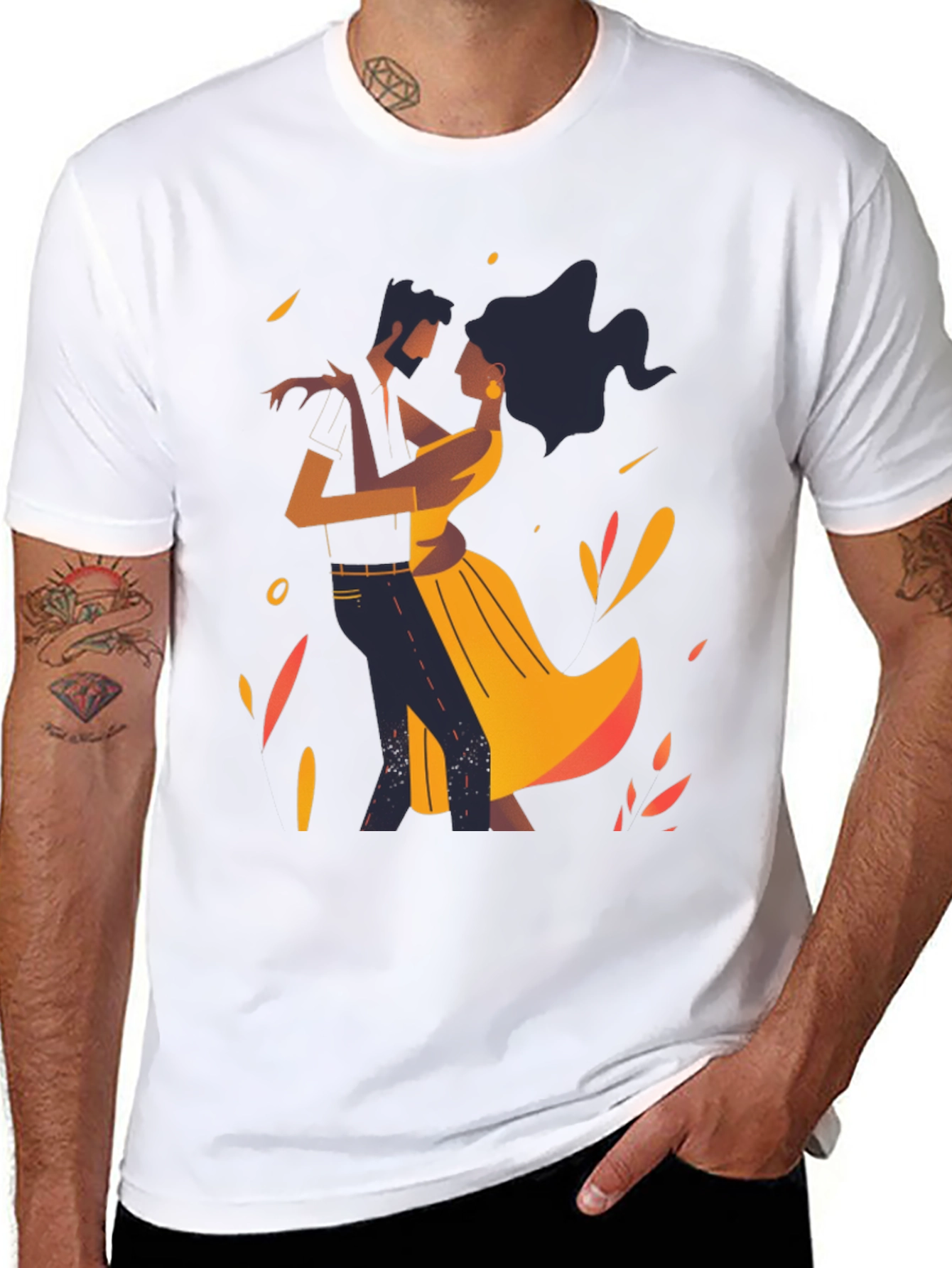 Dancing Romance Graphic Tee - Stylish Black Shirt