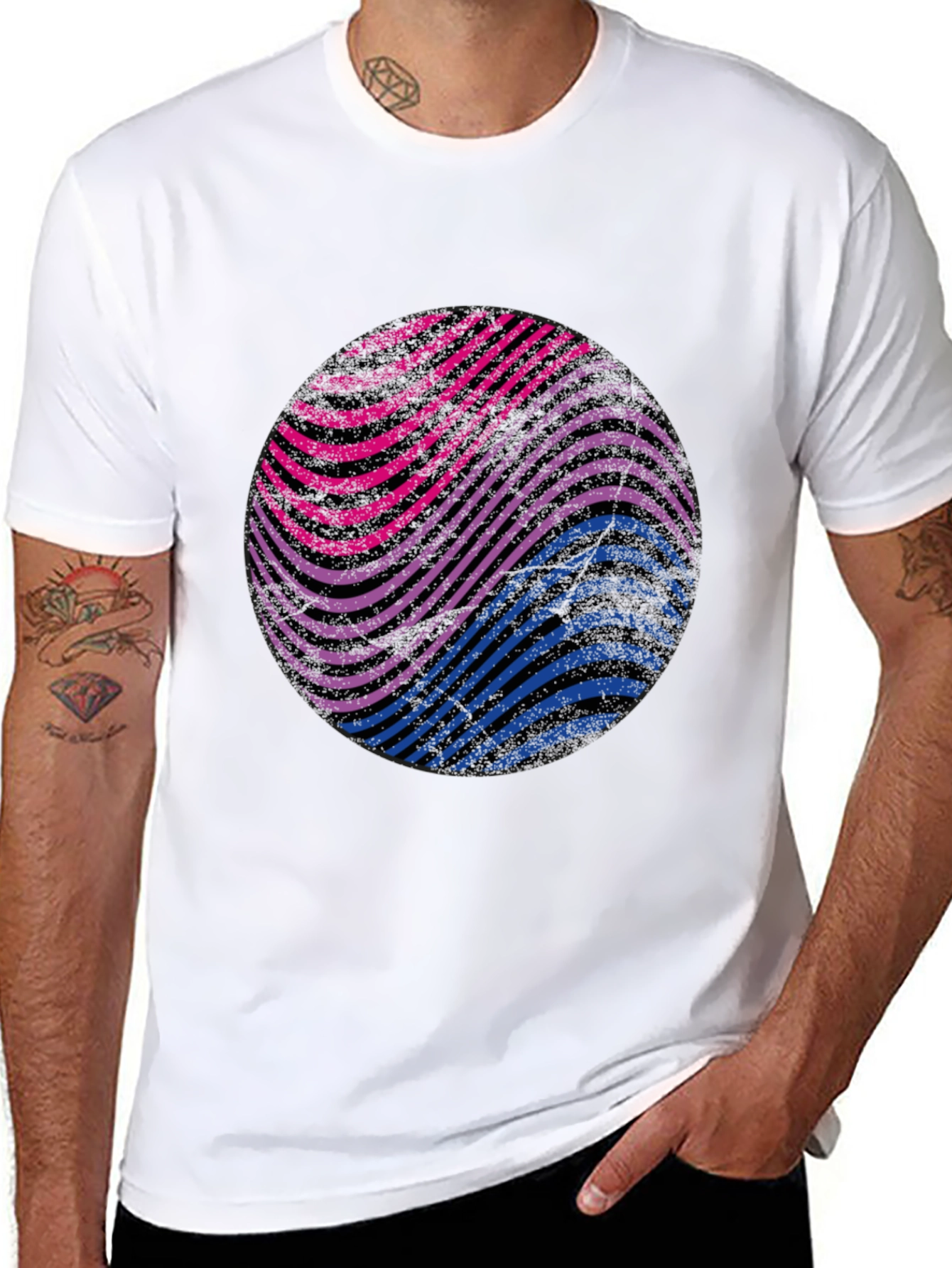 Bisexual Pride Wave Graphic Tee - Black