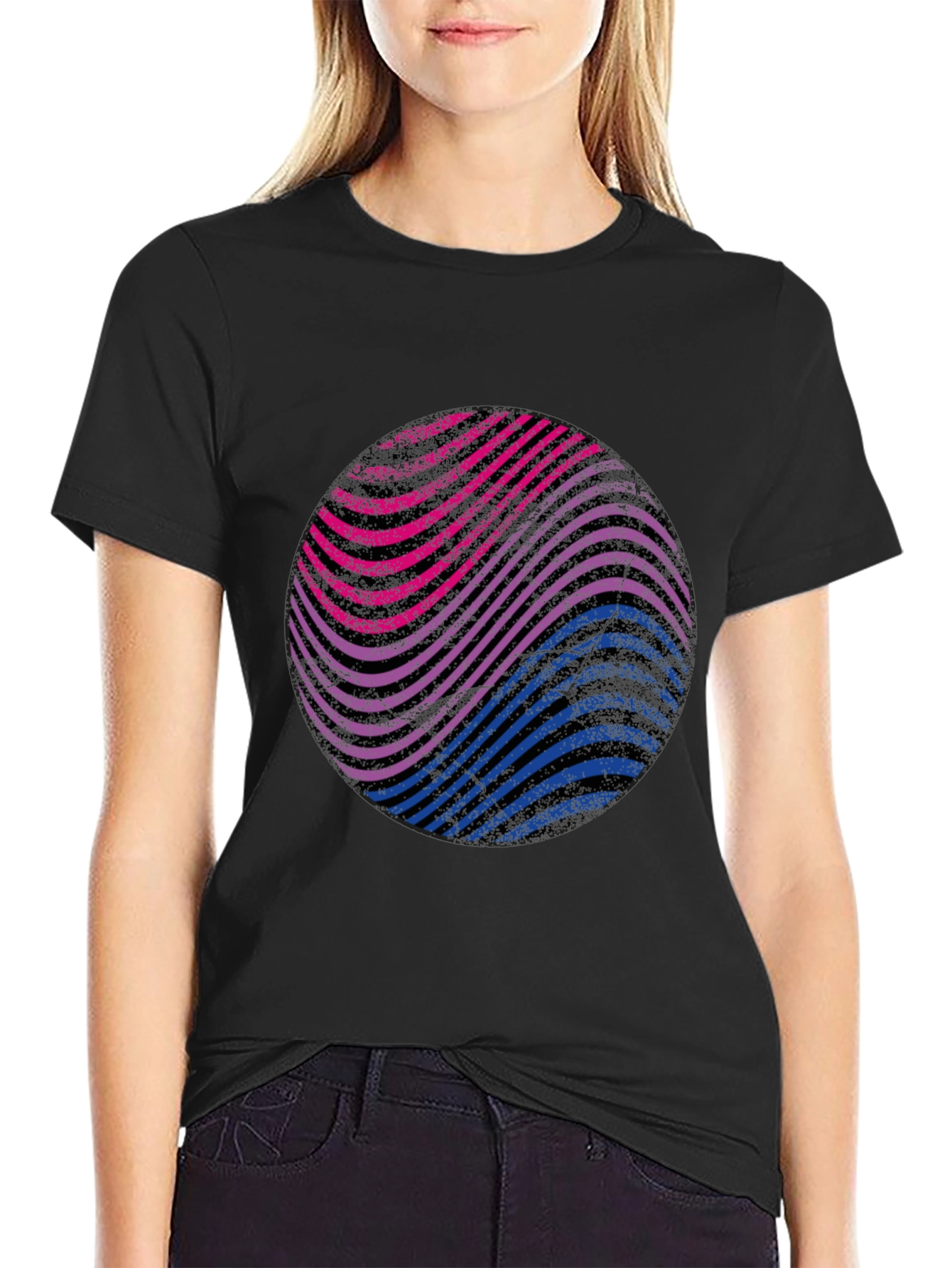 Bisexual Pride Wave Graphic Tee - Black