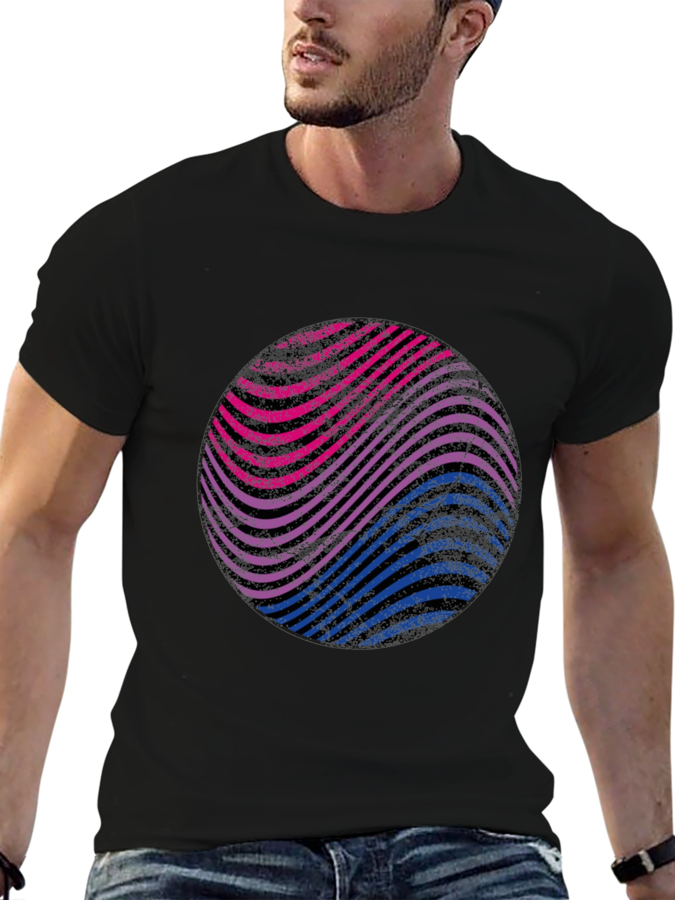 Bisexual Pride Wave Graphic Tee - Black
