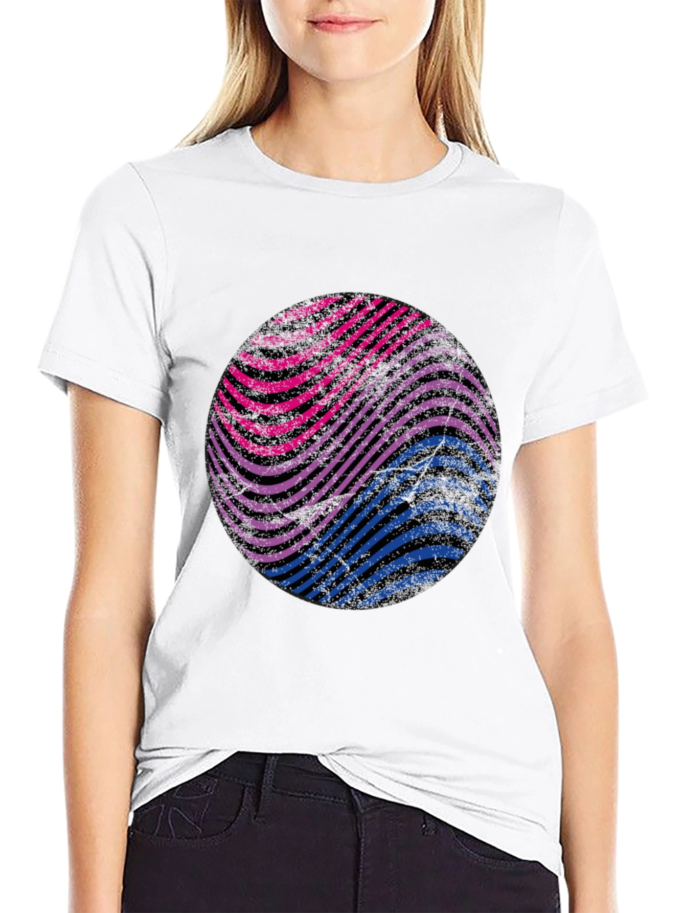 Bisexual Pride Wave Graphic Tee - Black