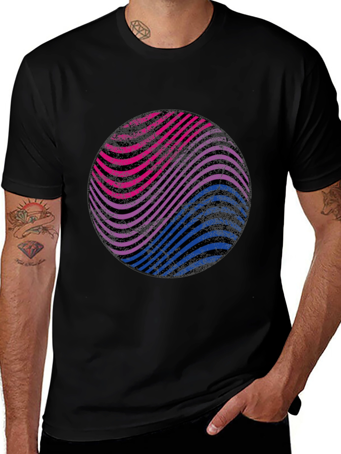 Bisexual Pride Wave Graphic Tee - Black