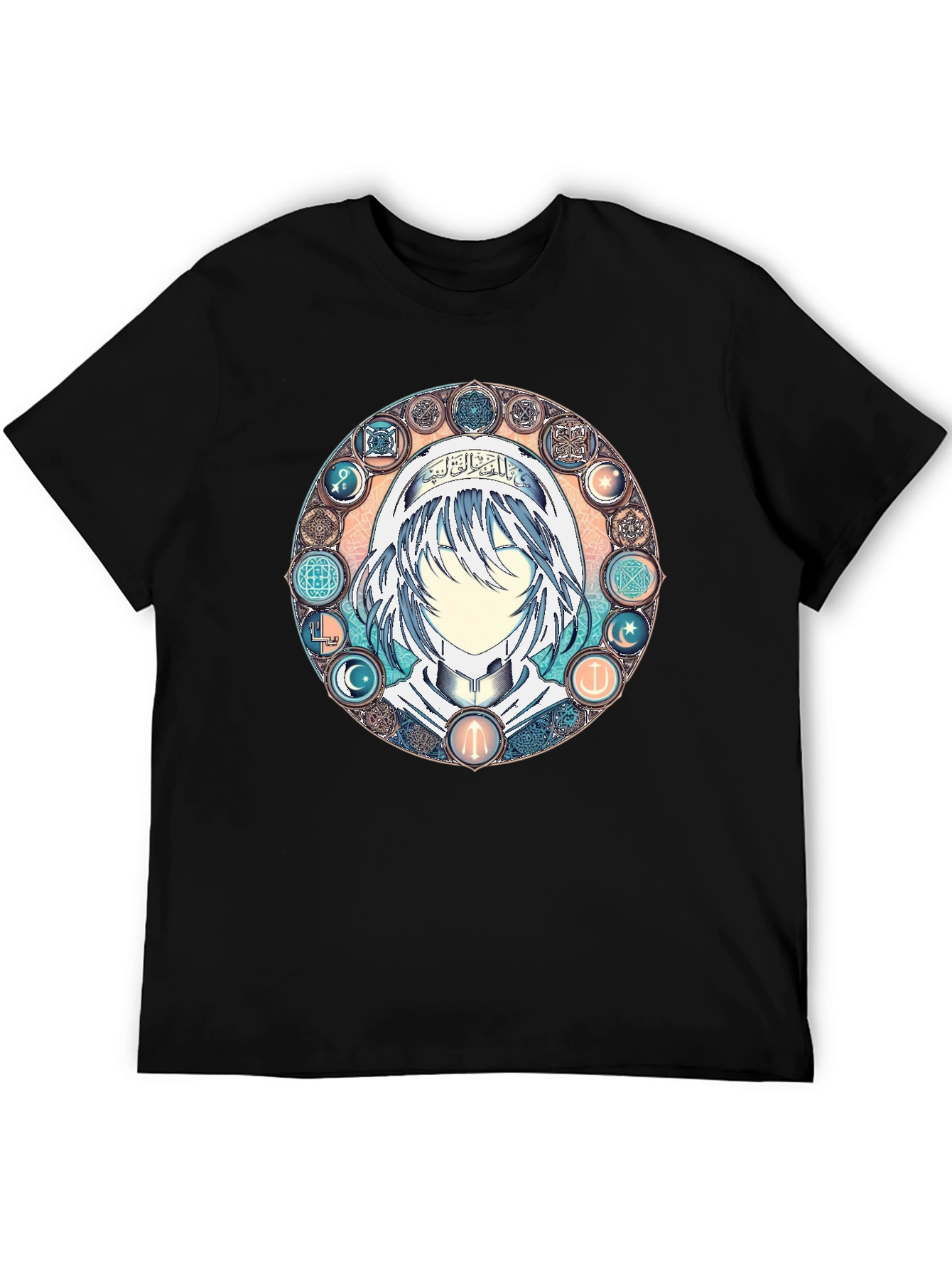 Anime Mystic Circle Graphic Black T-Shirt