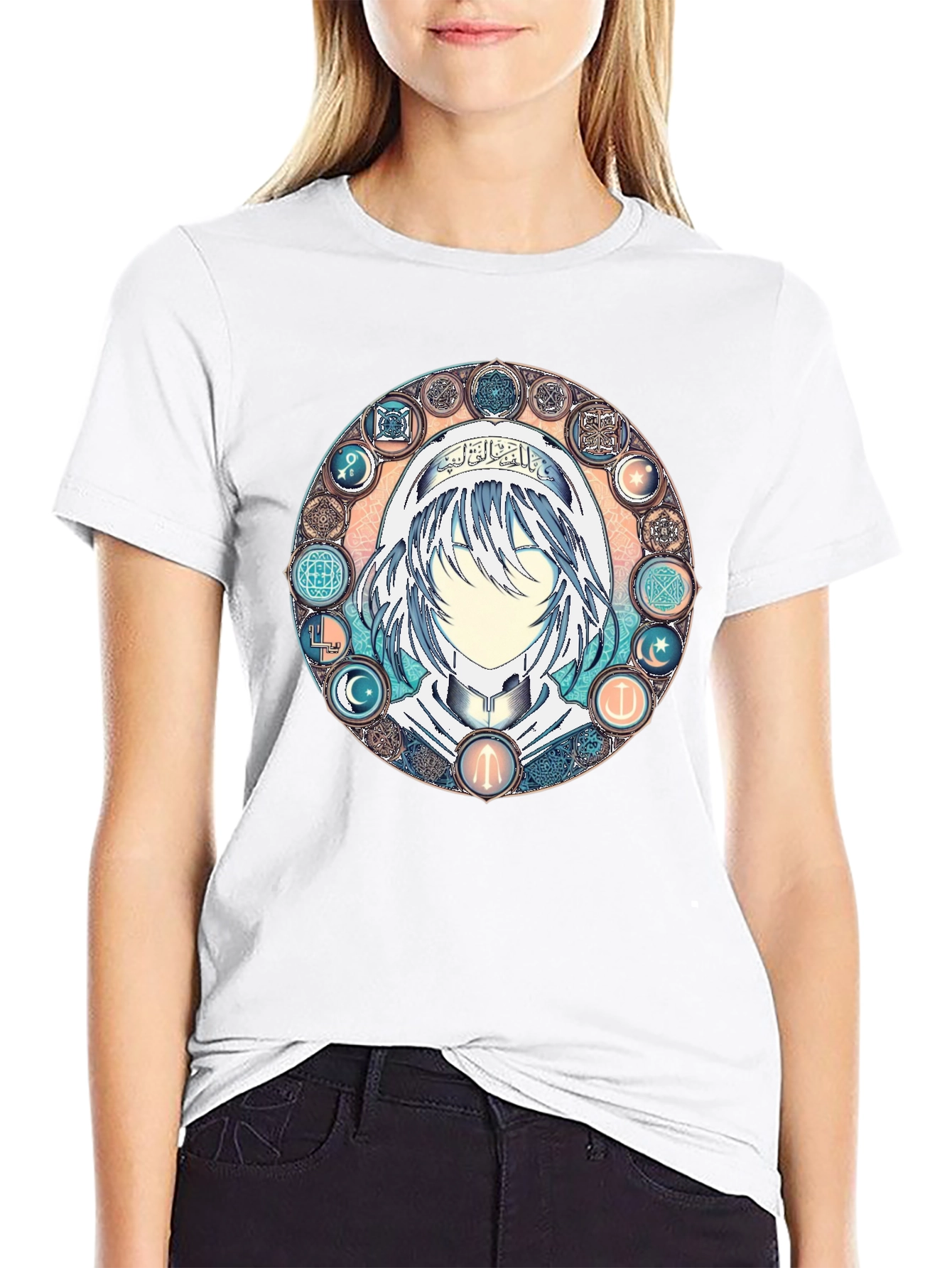 Anime Mystic Circle Graphic Black T-Shirt