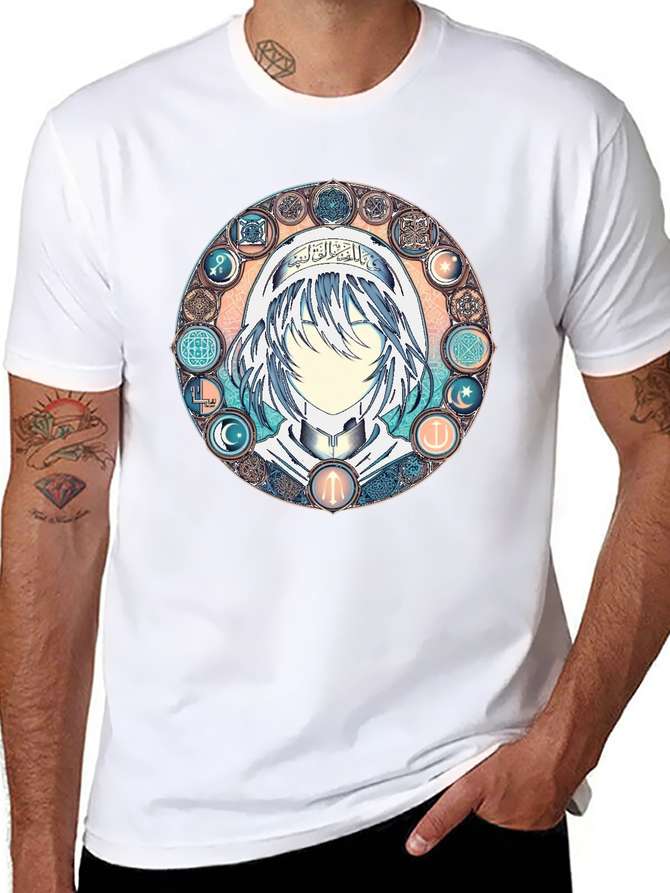Anime Mystic Circle Graphic Black T-Shirt