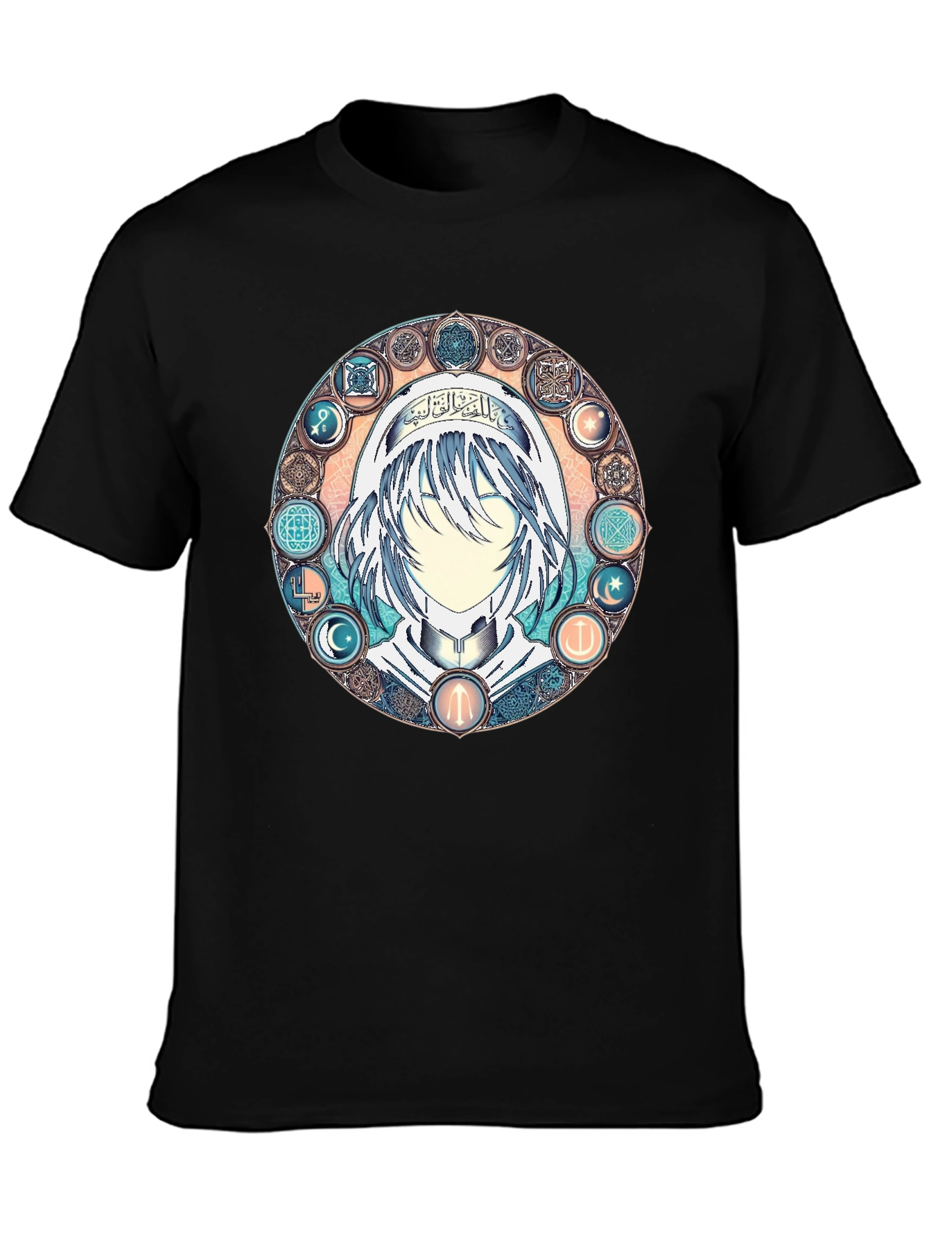 Anime Mystic Circle Graphic Black T-Shirt