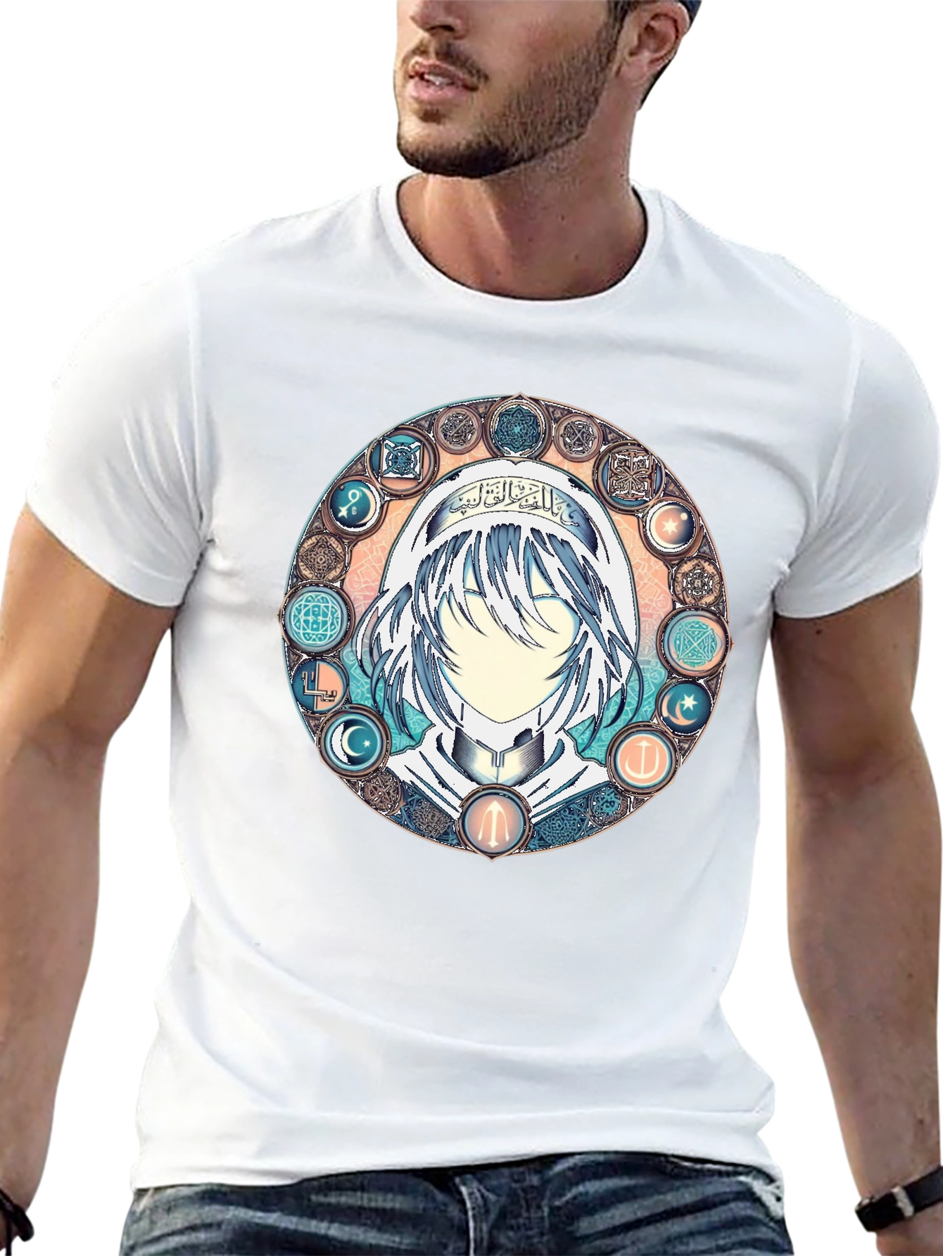 Anime Mystic Circle Graphic Black T-Shirt