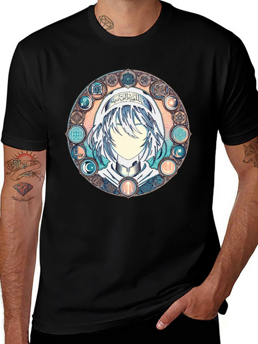 Anime Mystic Circle Graphic Black T-Shirt