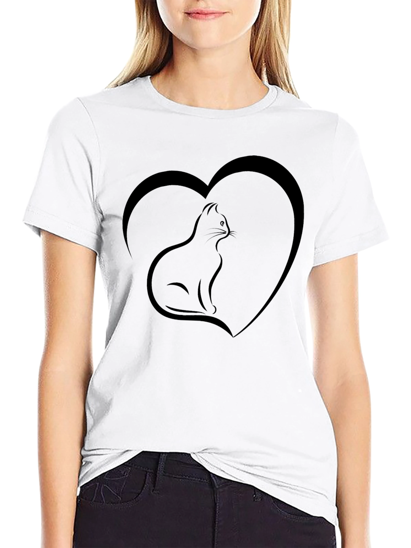 Cat Heart T-Shirt - Soft Cotton Blend