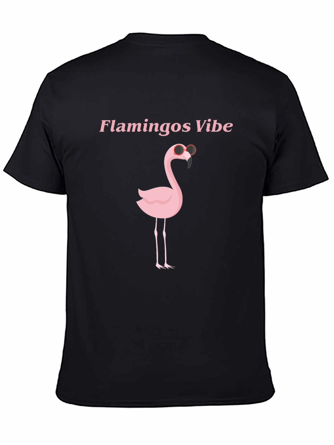 Flamingo Vibes Black Graphic T-Shirt