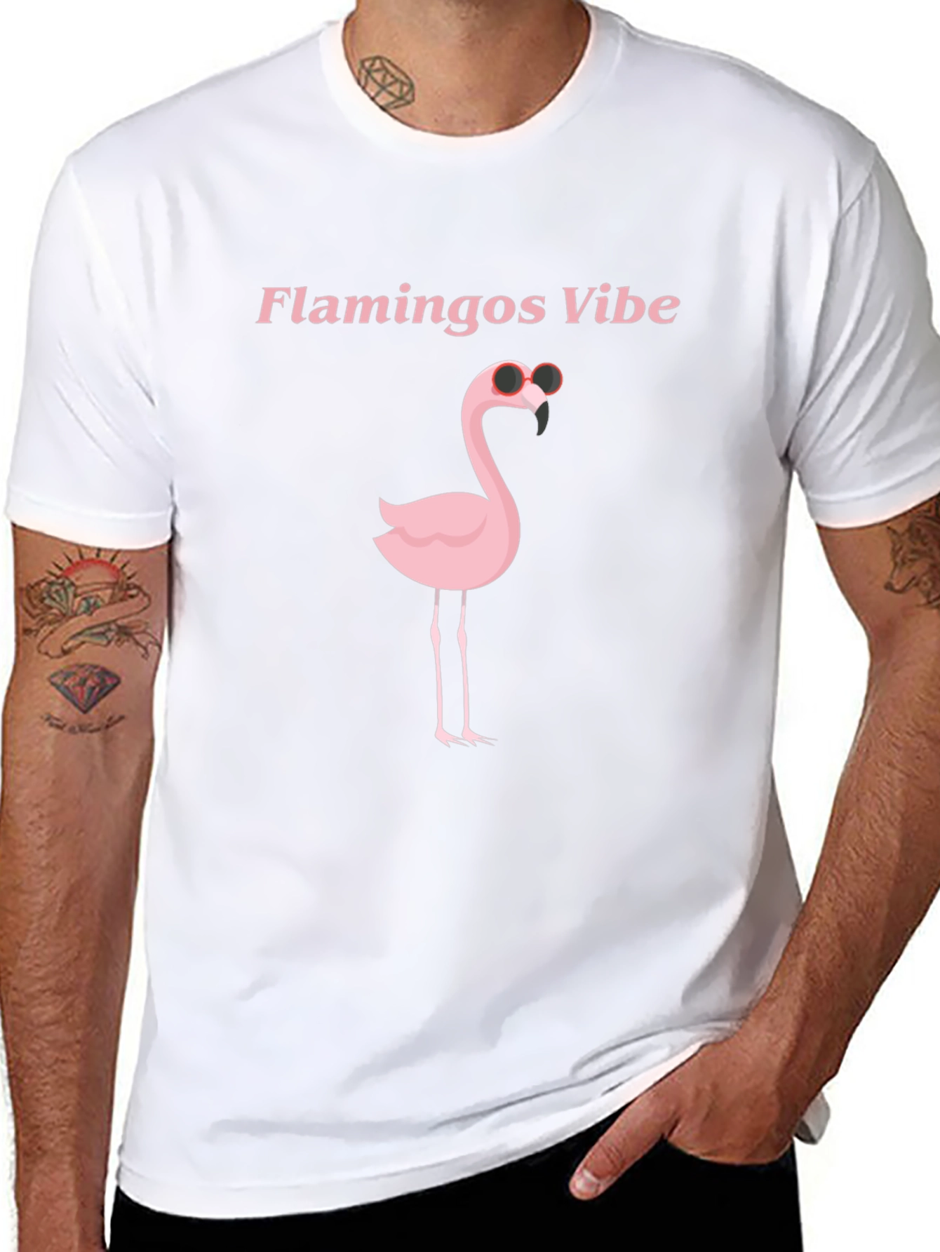 Flamingo Vibes Black Graphic T-Shirt
