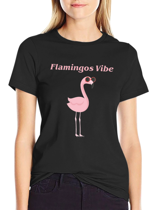 Flamingo Vibes Black Graphic T-Shirt