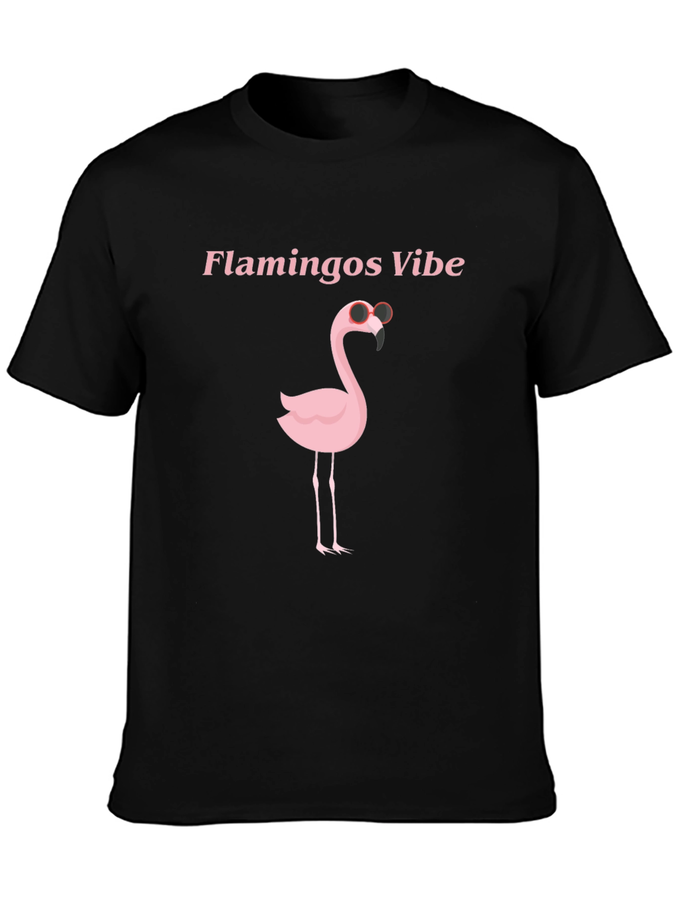 Flamingo Vibes Black Graphic T-Shirt