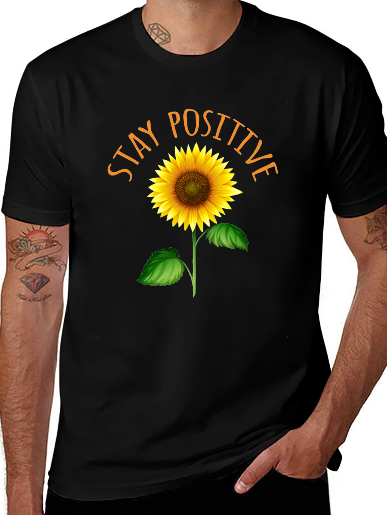 Stay Positive Sunflower Graphic Tee