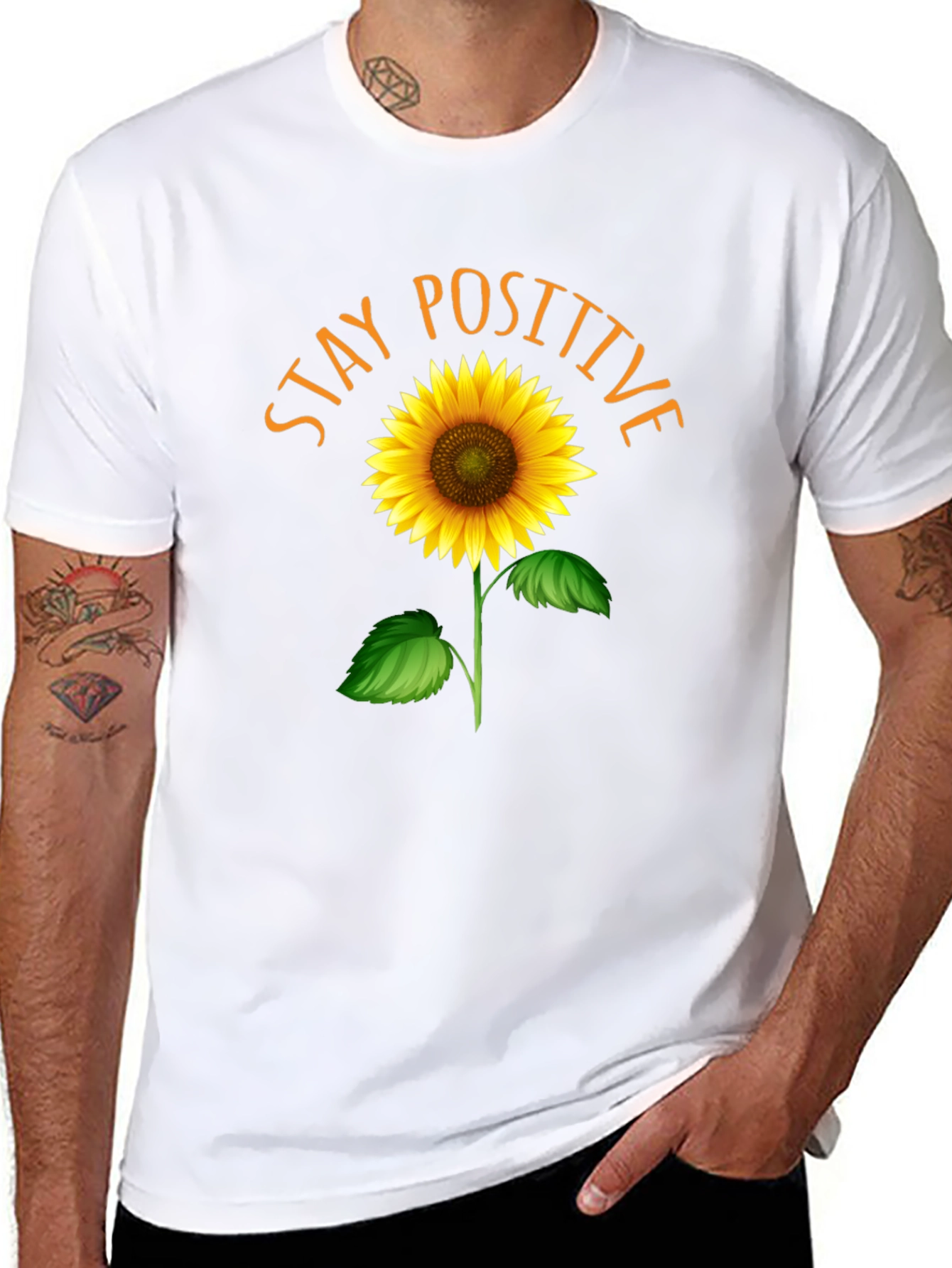 Stay Positive Sunflower Graphic Tee