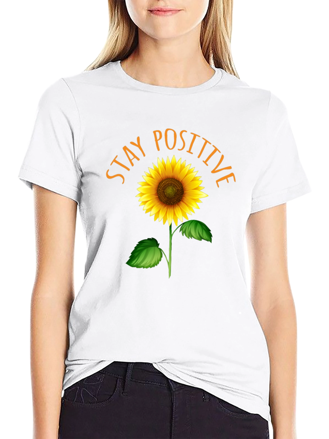 Stay Positive Sunflower Graphic Tee