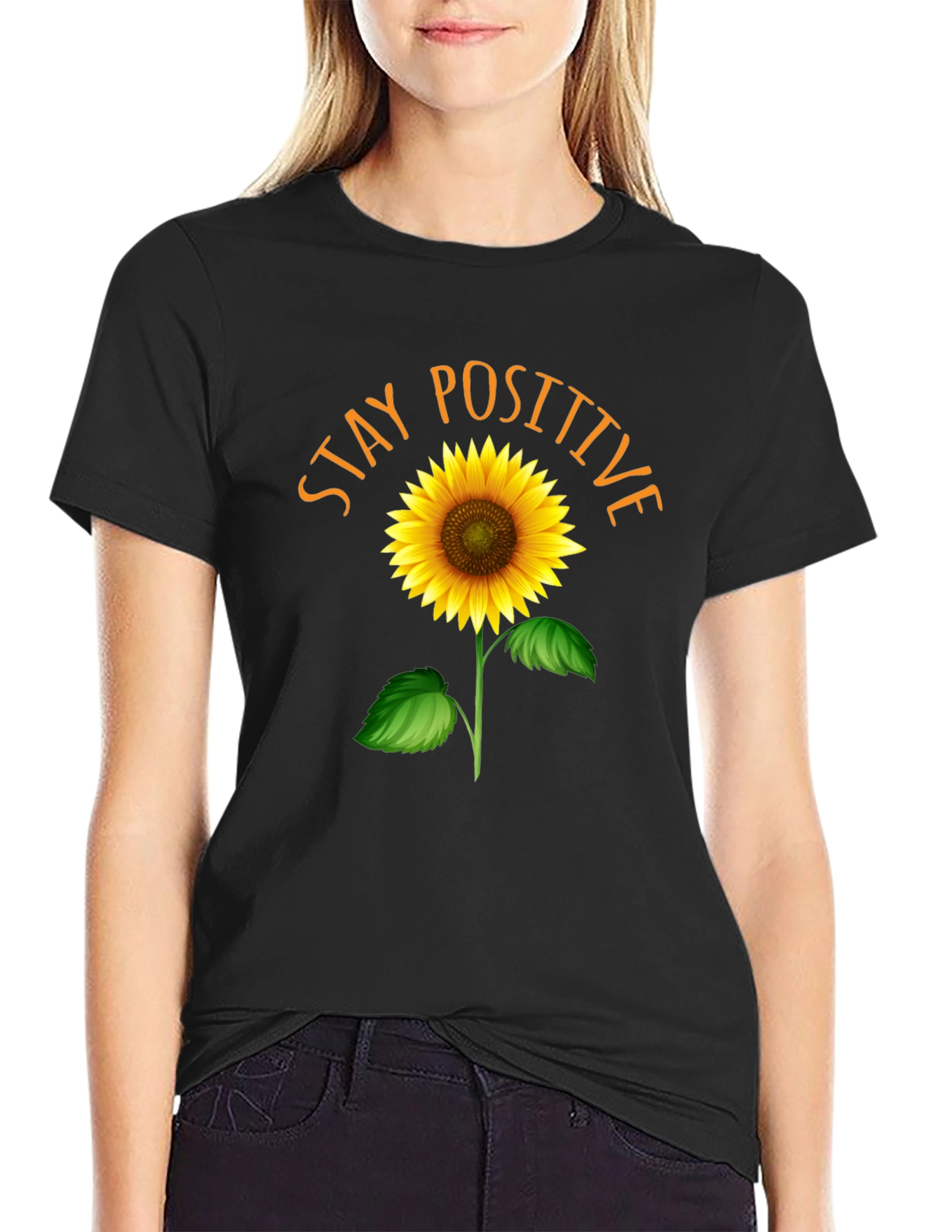 Stay Positive Sunflower Graphic Tee