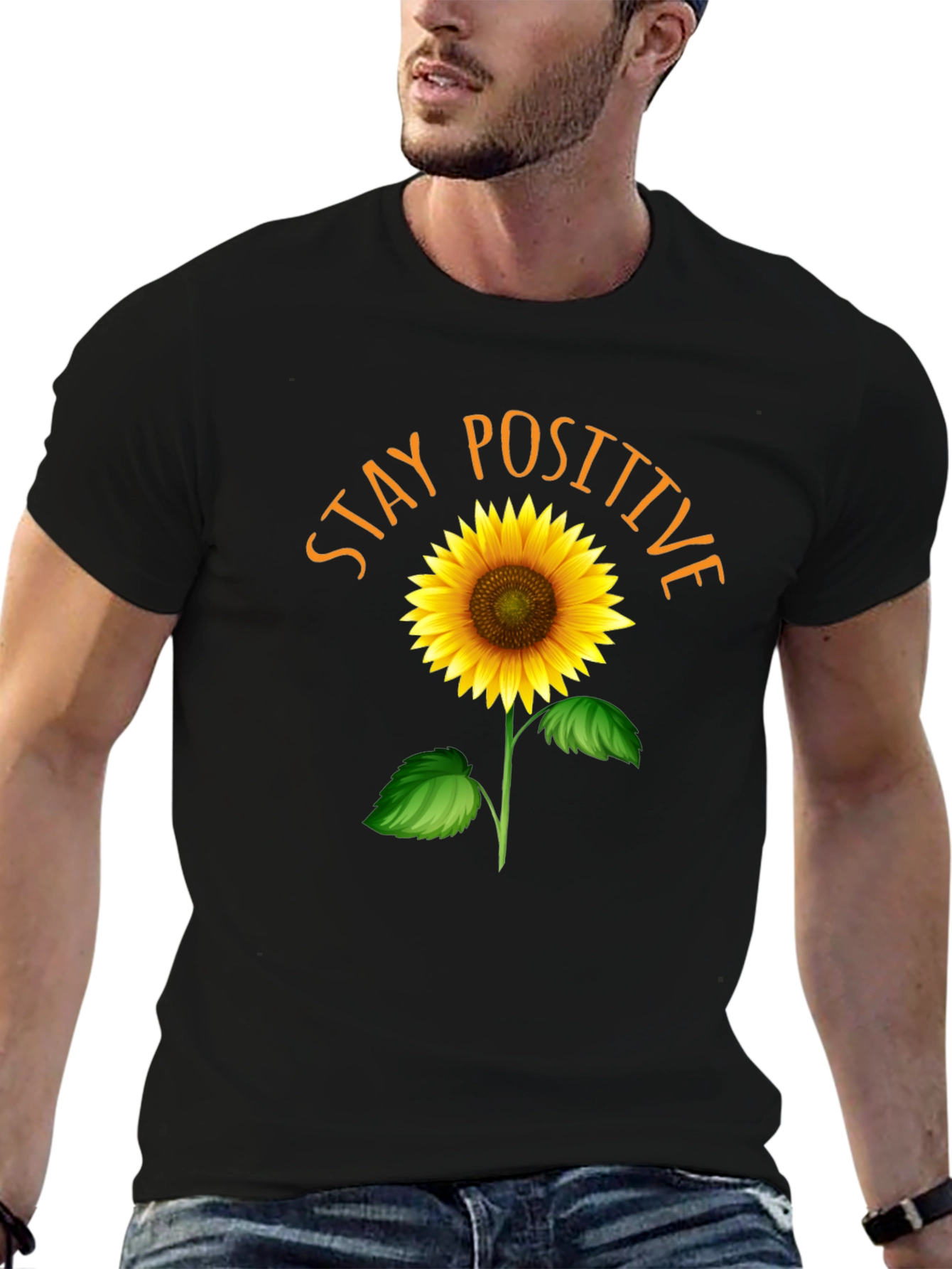 Stay Positive Sunflower Graphic Tee