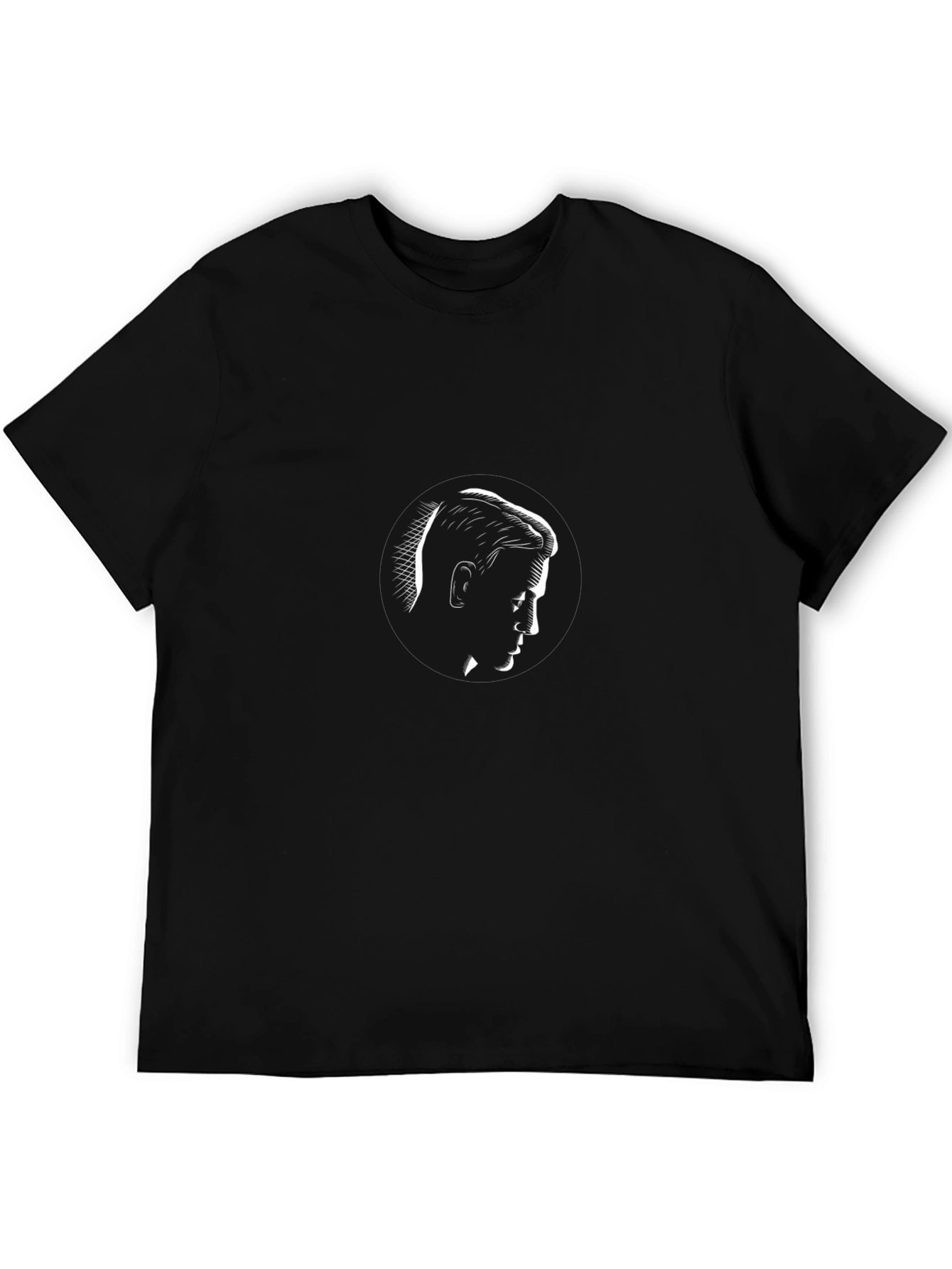 Mens Black T-Shirt with Portrait Graphic