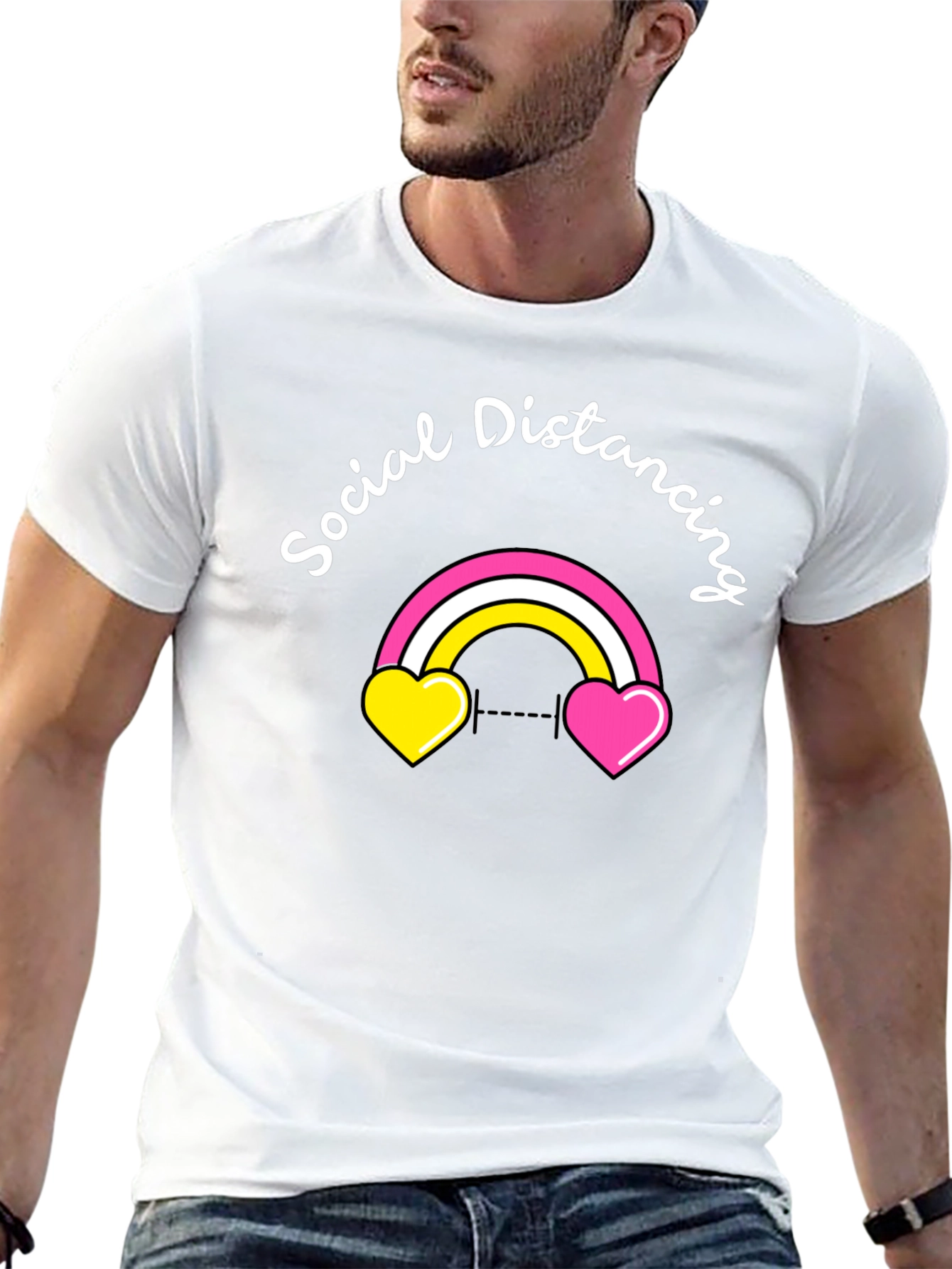Social Distancing Rainbow Heart T-Shirt