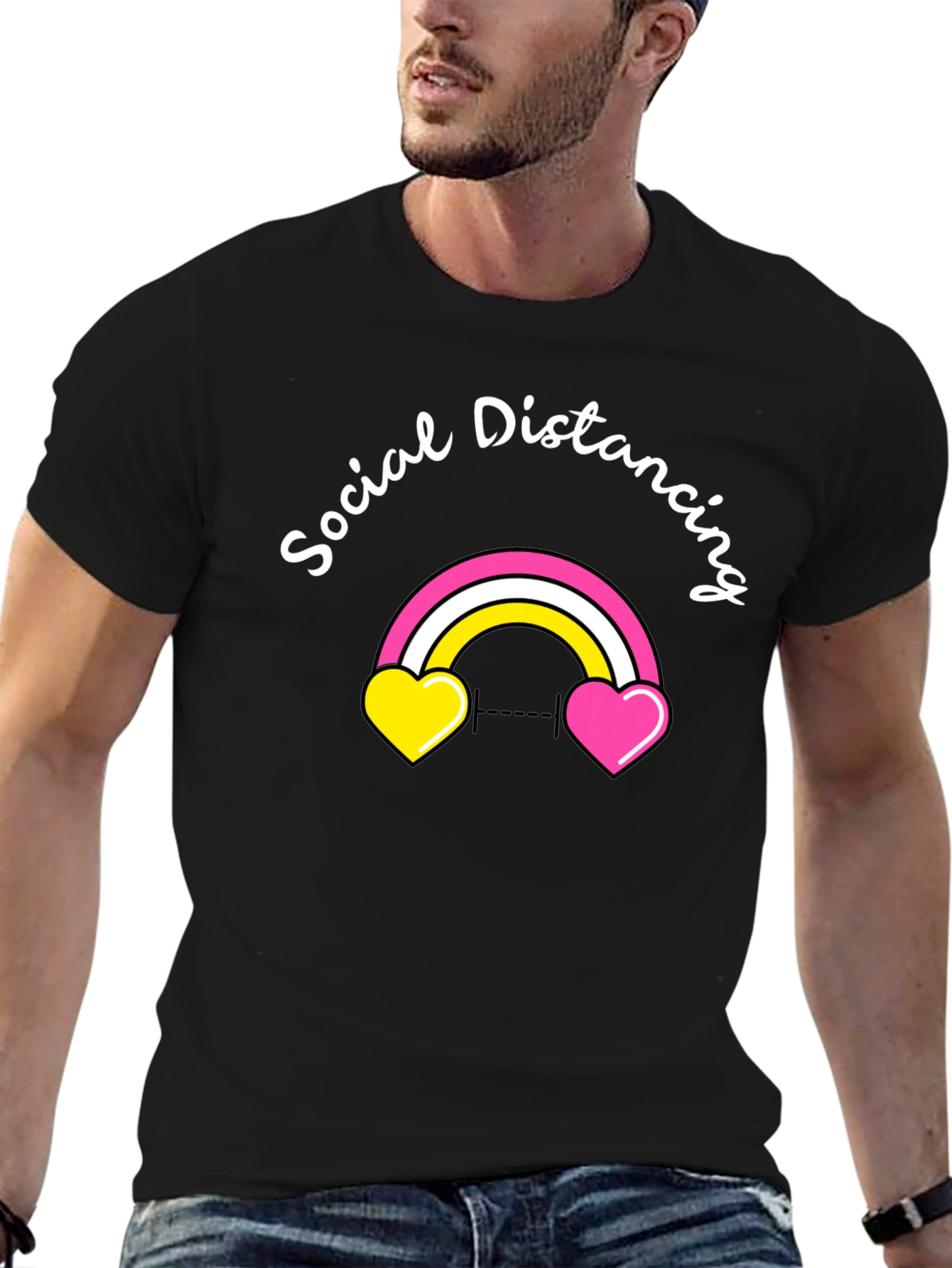 Social Distancing Rainbow Heart T-Shirt