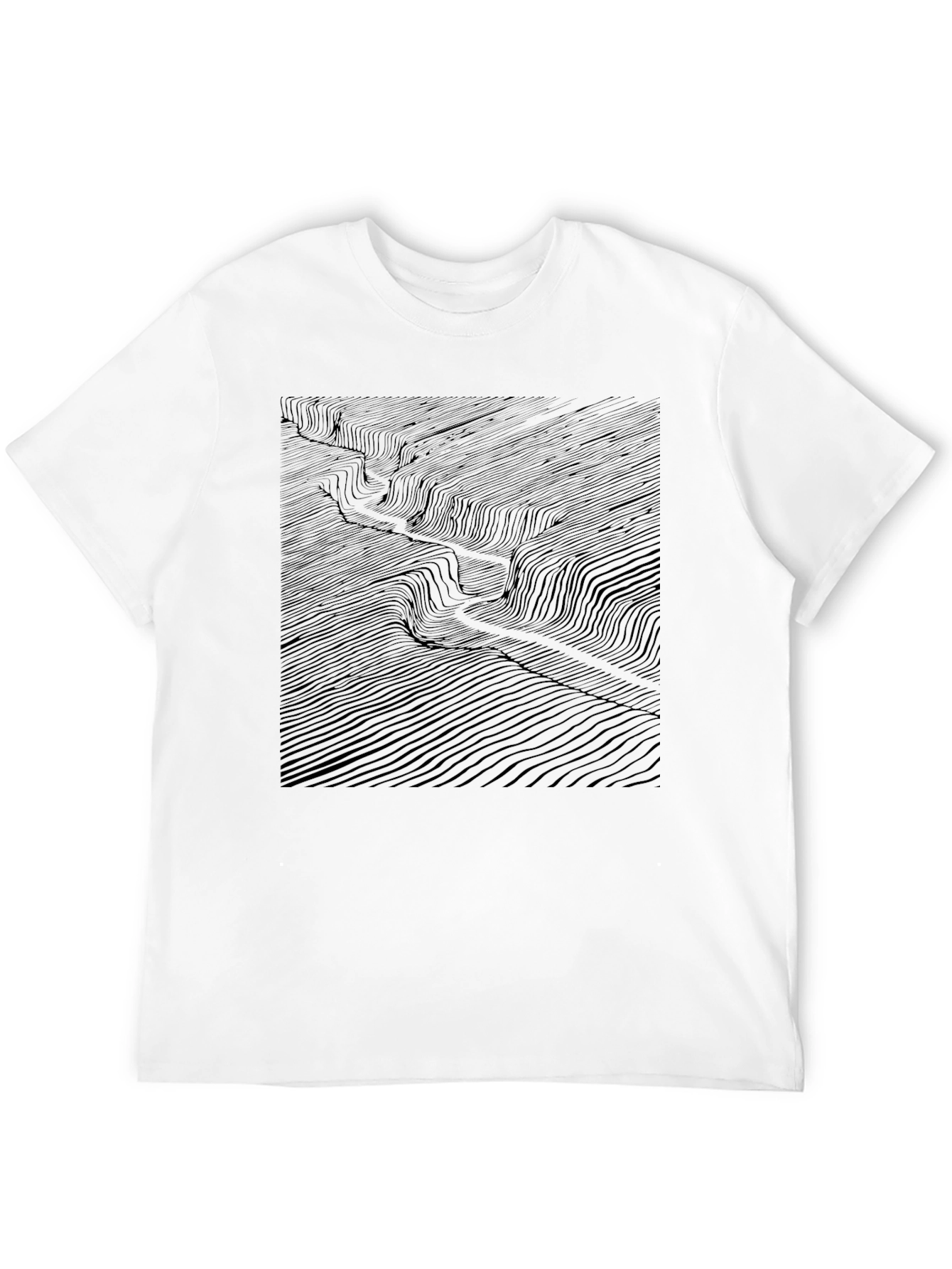 Abstract Topographic Lines T-Shirt - Black