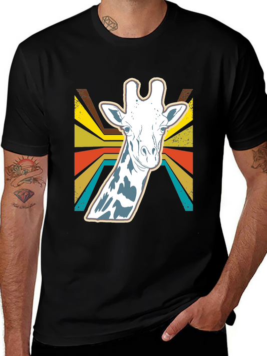 Retro Giraffe Graphic Tee - Stylish Animal Print Shirt