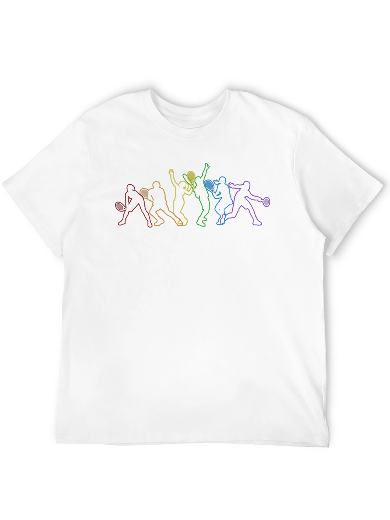 Rainbow Tennis Player Silhouette Black T-Shirt