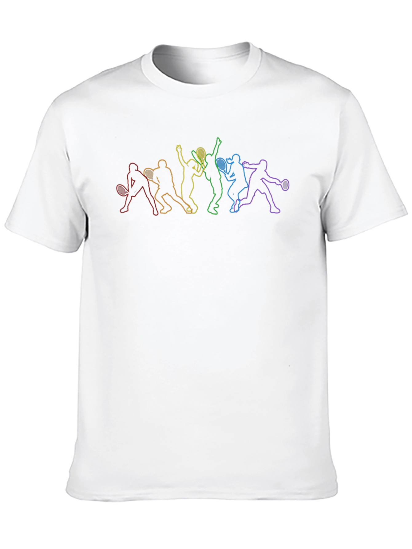 Rainbow Tennis Player Silhouette Black T-Shirt