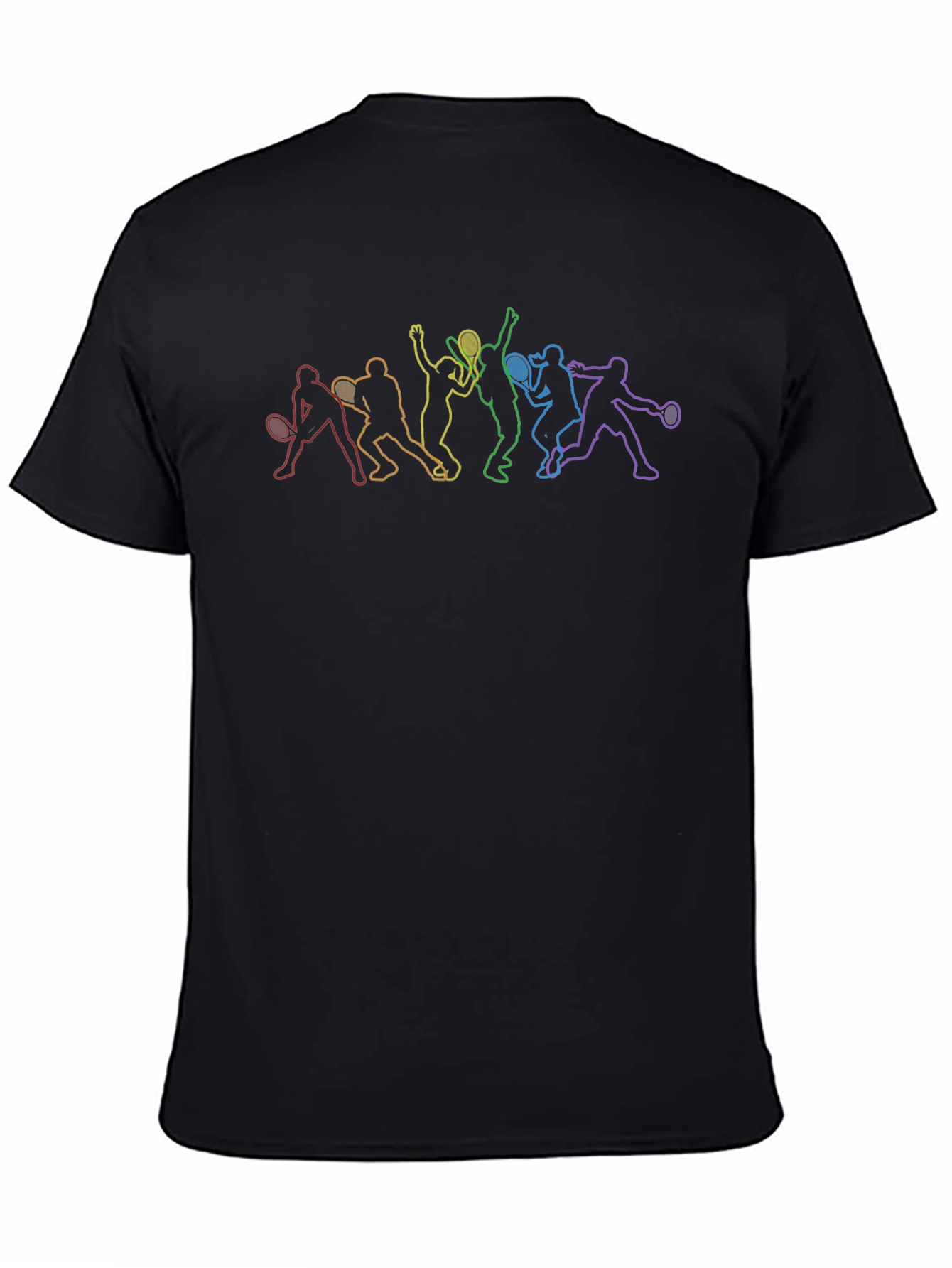 Rainbow Tennis Player Silhouette Black T-Shirt