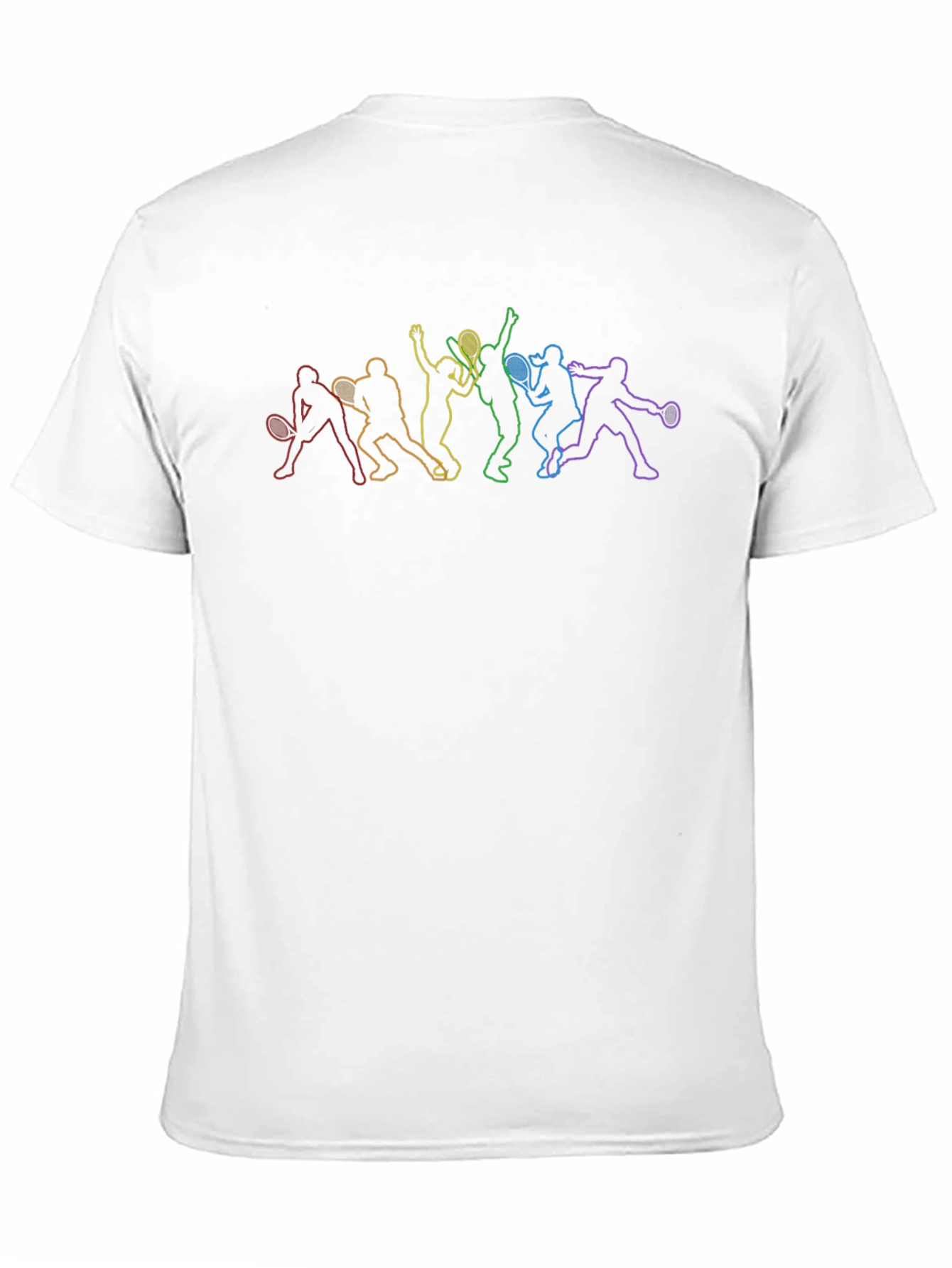 Rainbow Tennis Player Silhouette Black T-Shirt