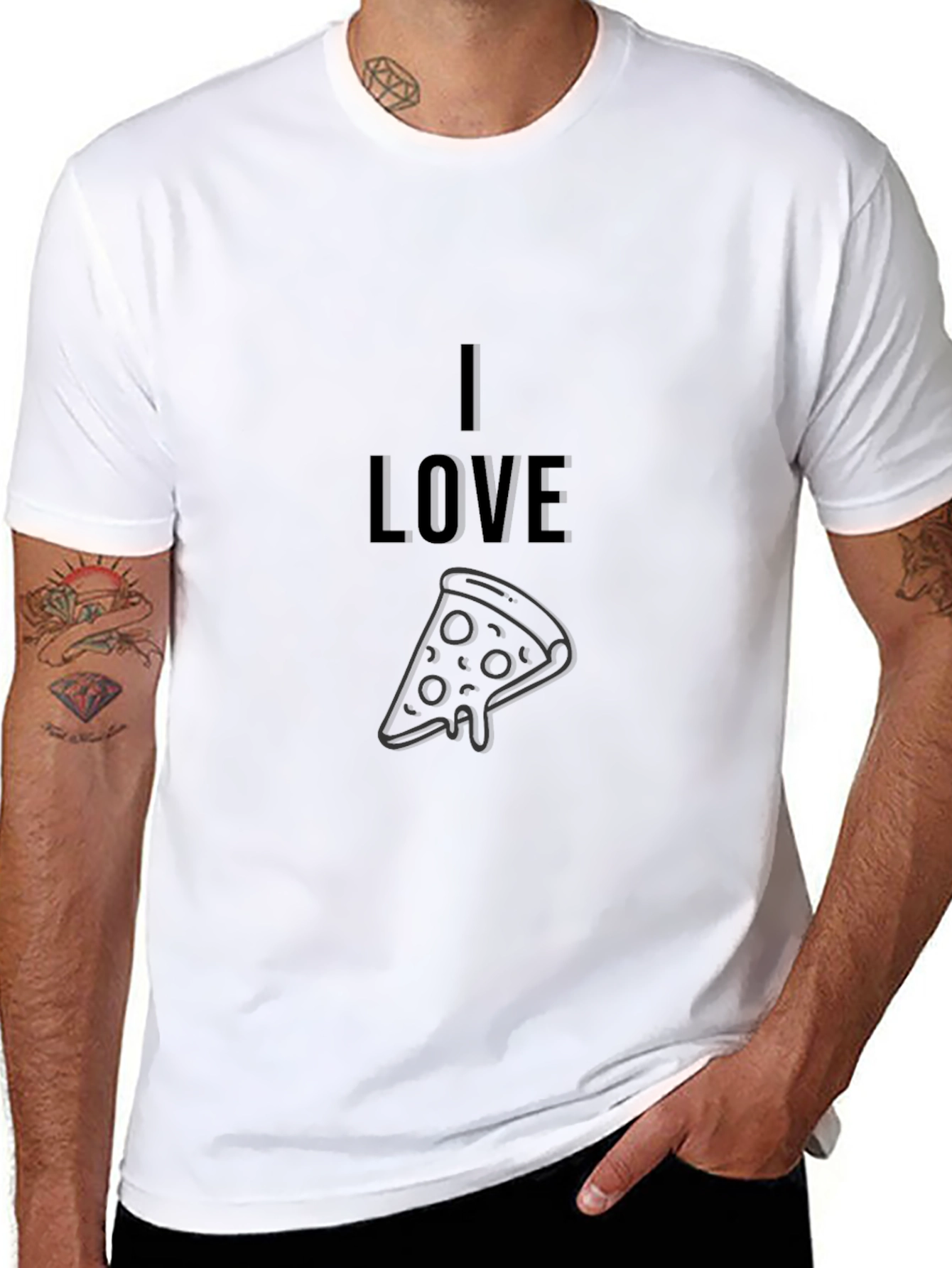 I Love Pizza Graphic Tee - Black