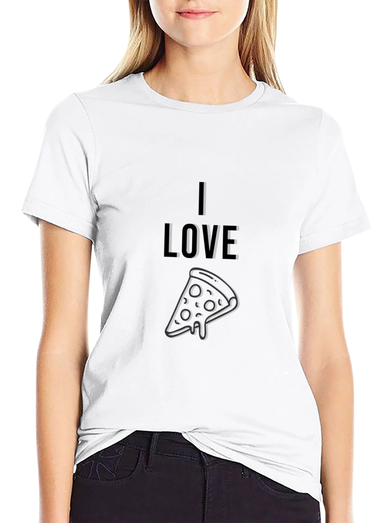 I Love Pizza Graphic Tee - Black