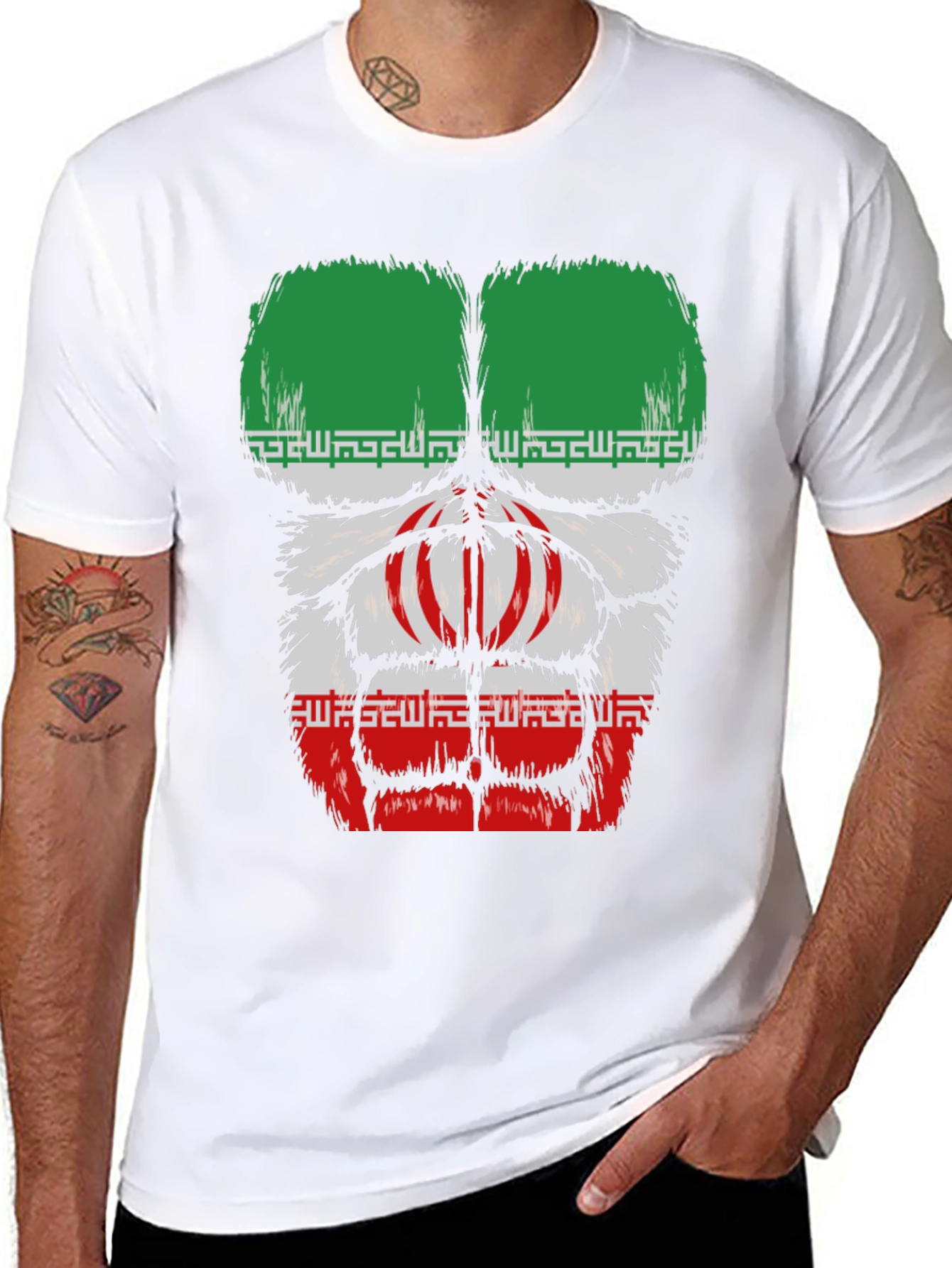 Iran Flag Gorilla Chest T-Shirt