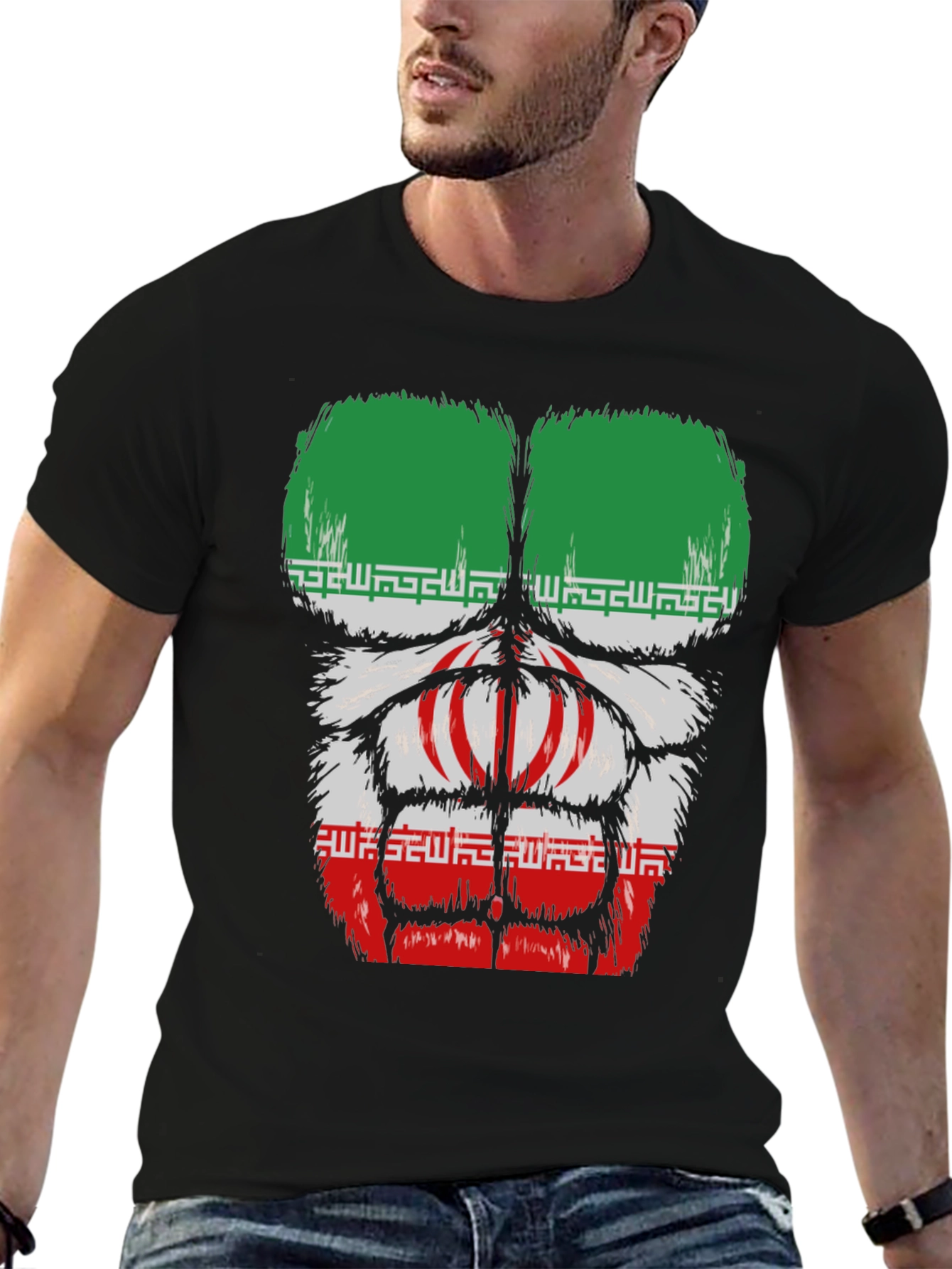 Iran Flag Gorilla Chest T-Shirt