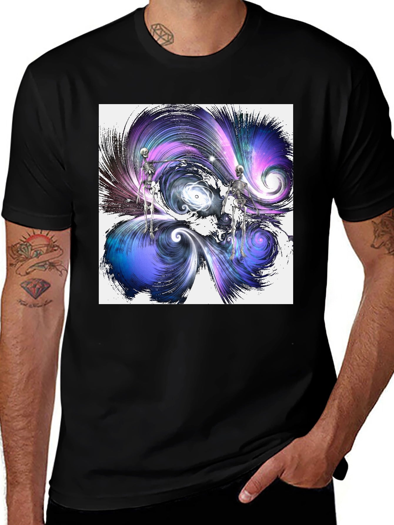 Cosmic Skeletons Graphic Tee - Black