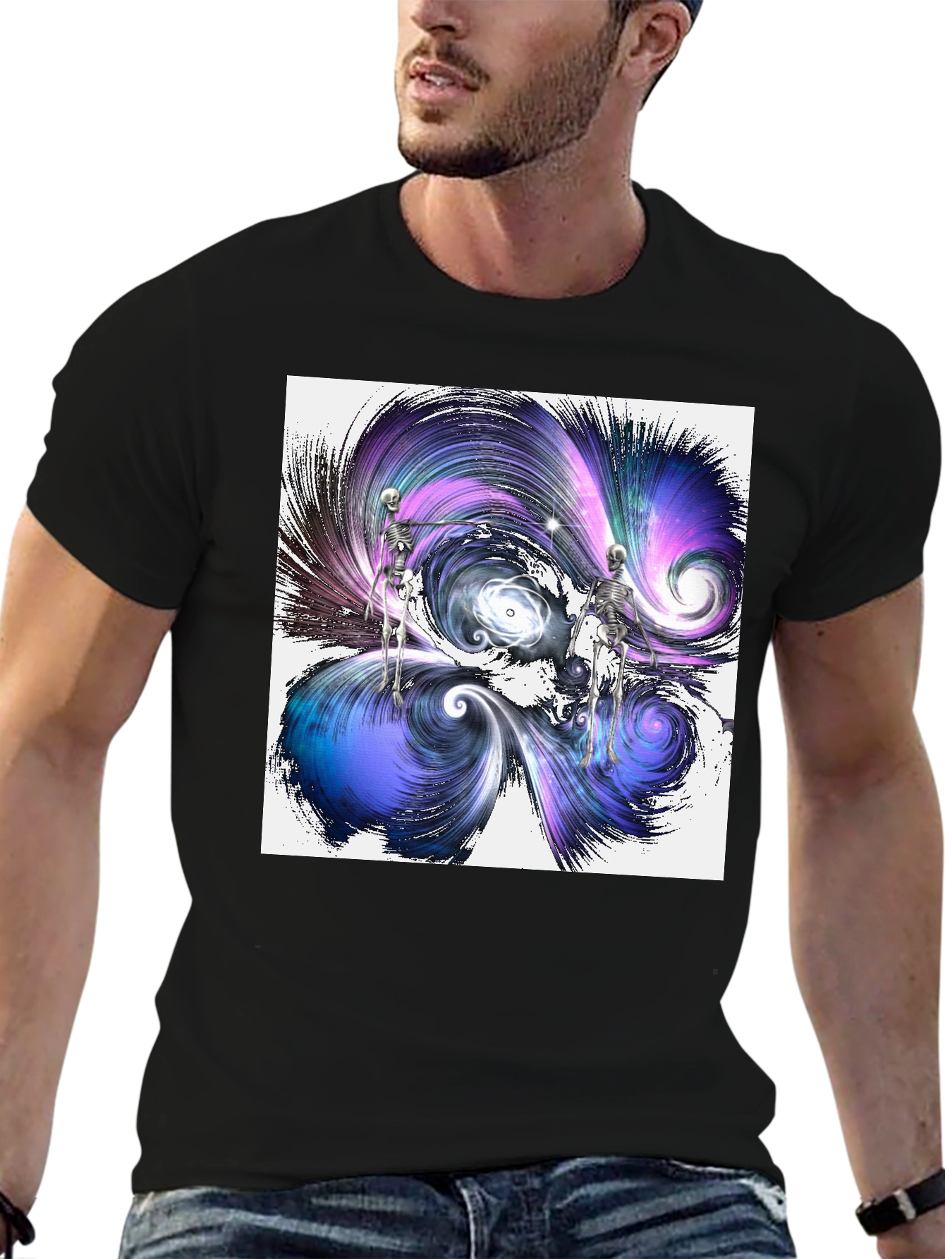 Cosmic Skeletons Graphic Tee - Black