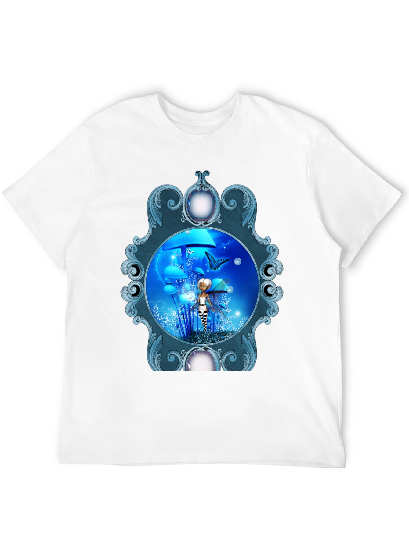 Fairy & Butterfly Graphic Print Black T-Shirt