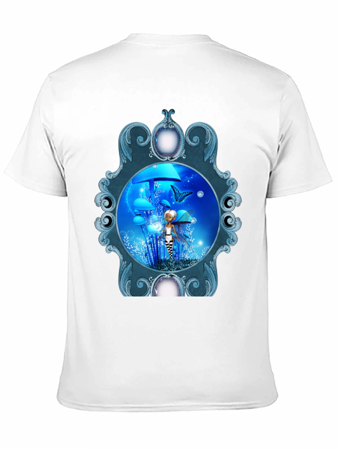 Fairy & Butterfly Graphic Print Black T-Shirt