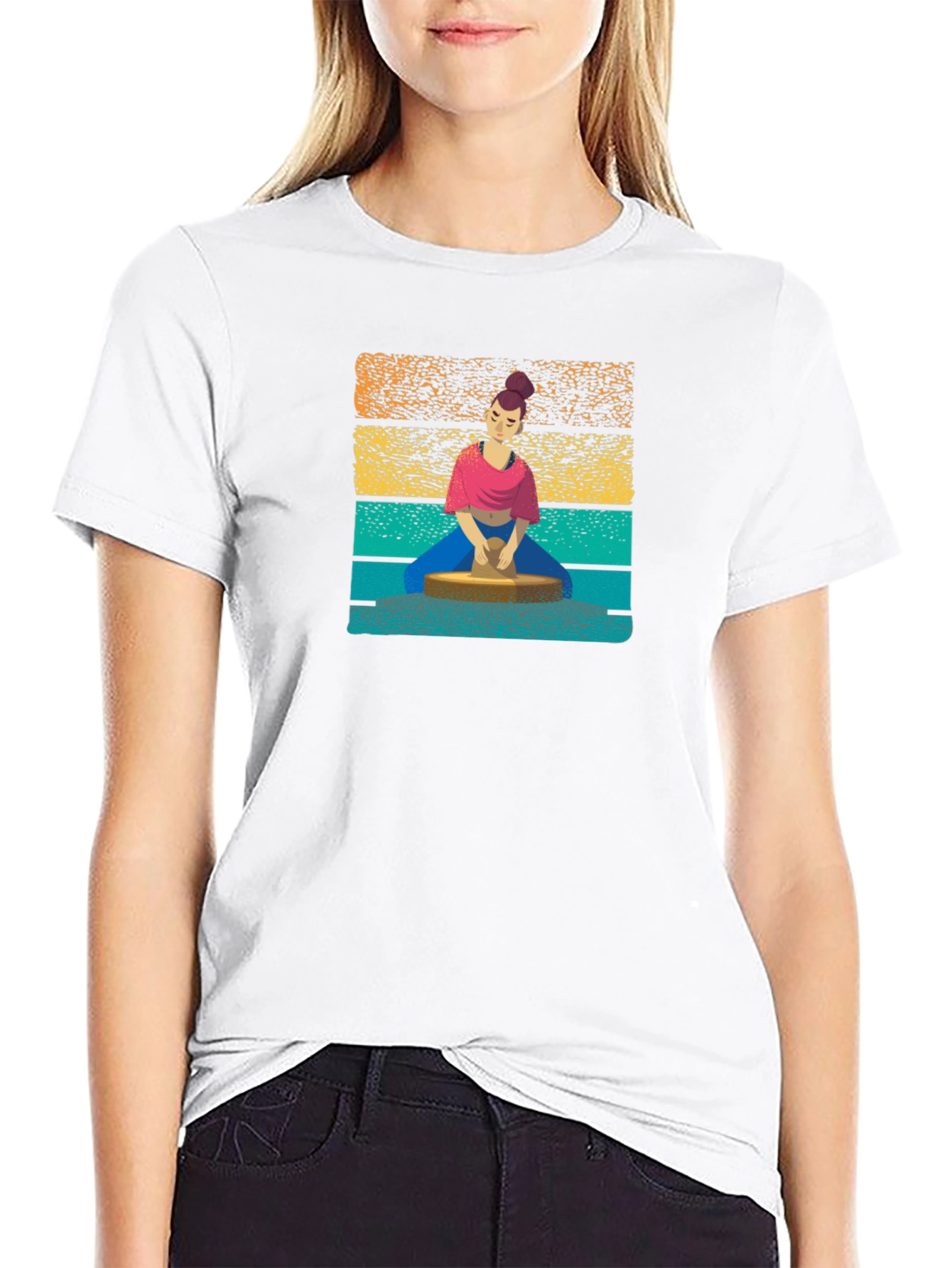 Pottery Artist Graphic Tee - Black Cotton