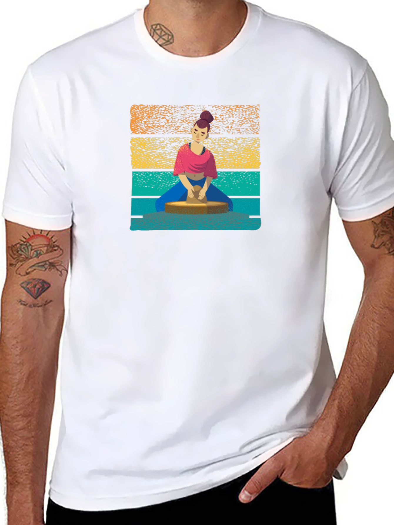 Pottery Artist Graphic Tee - Black Cotton