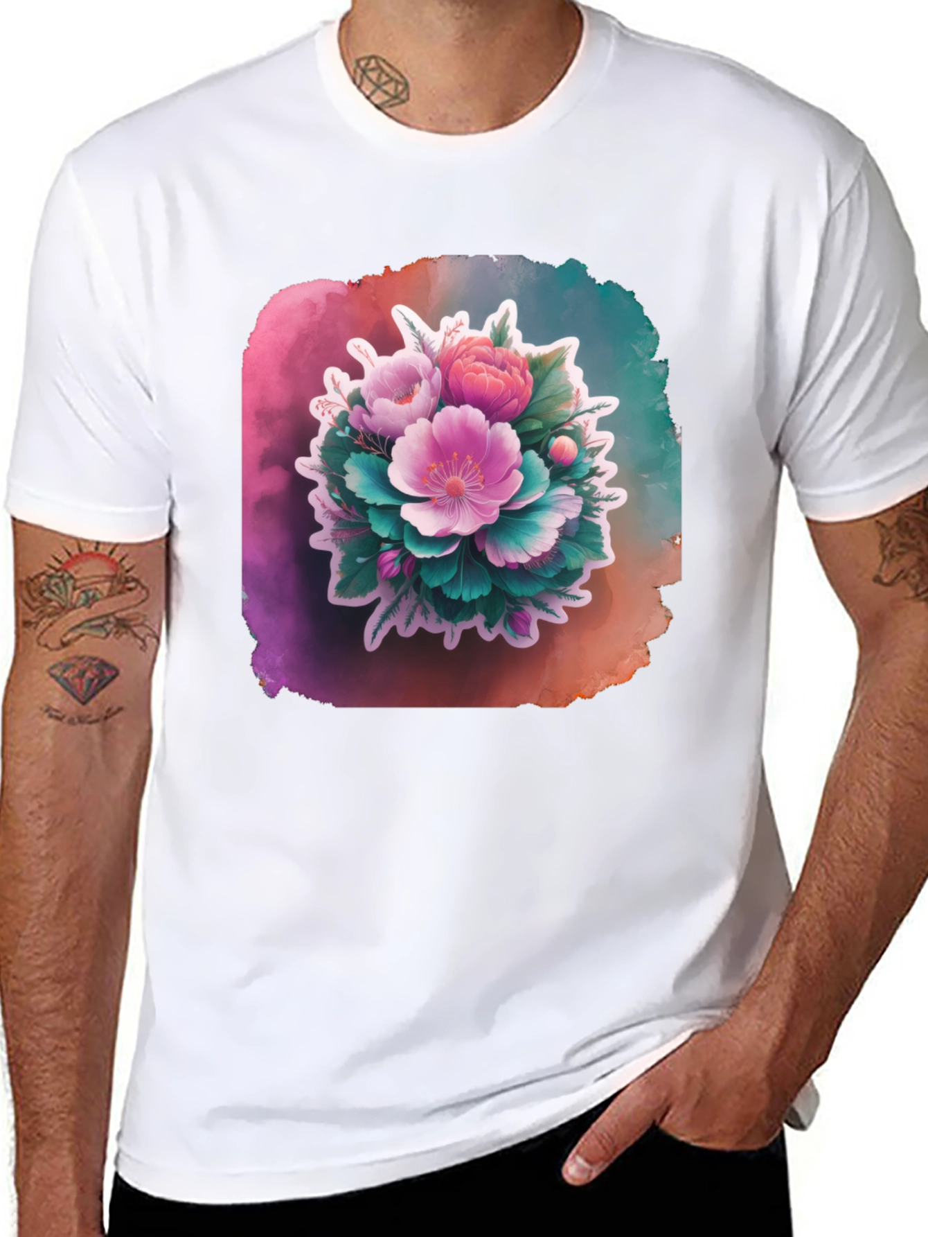 Floral Bouquet Black T-Shirt